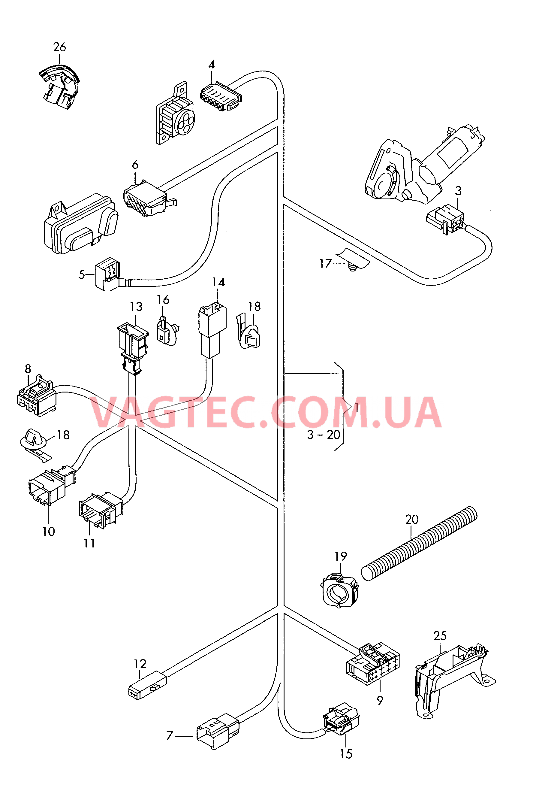 Жгут проводов каркаса сиденья для а/м с электрической регулировкой сидений F             >> 8Р-5-104 752* для AUDI A3 2006