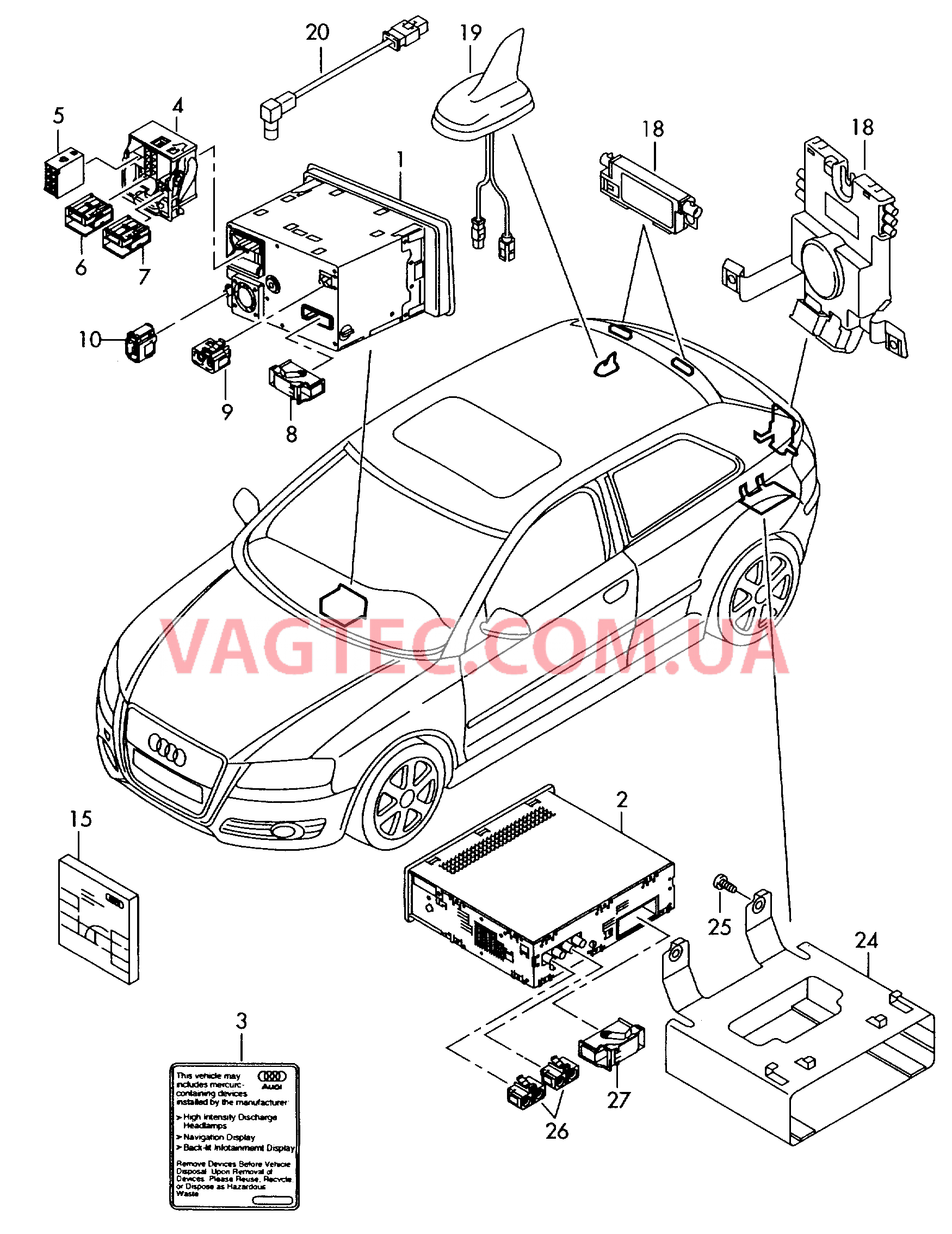 Электрические детали для системы навигации  ТВ-тюнер  для AUDI A3 2008