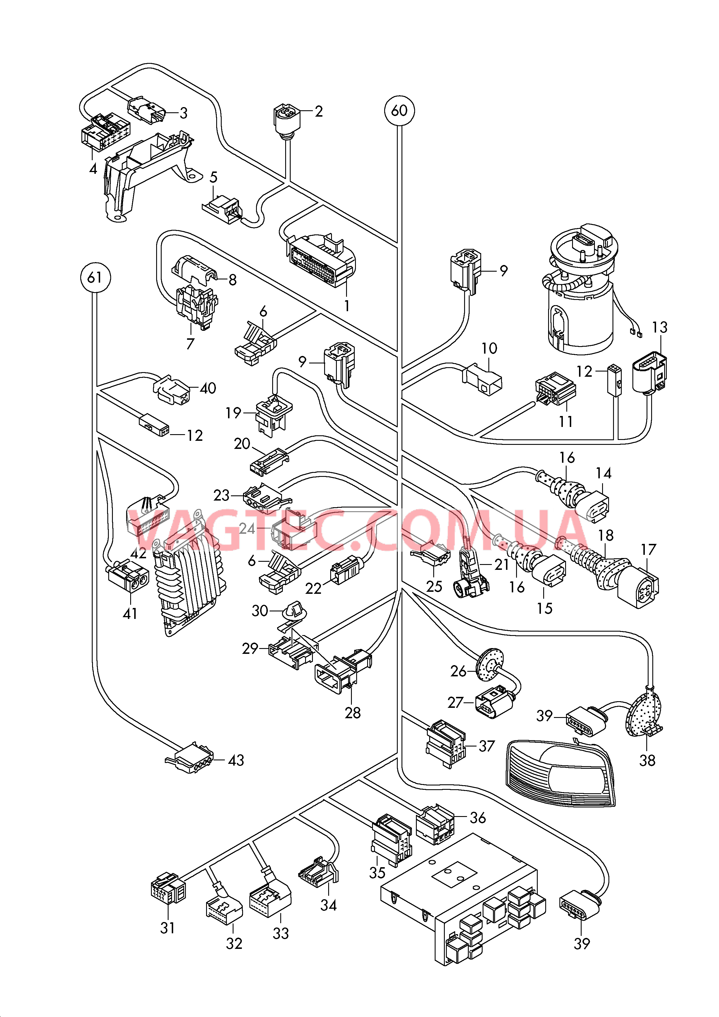 Детали не в сборе Жгут проводов для салона                       Область:  для AUDI A3 2012