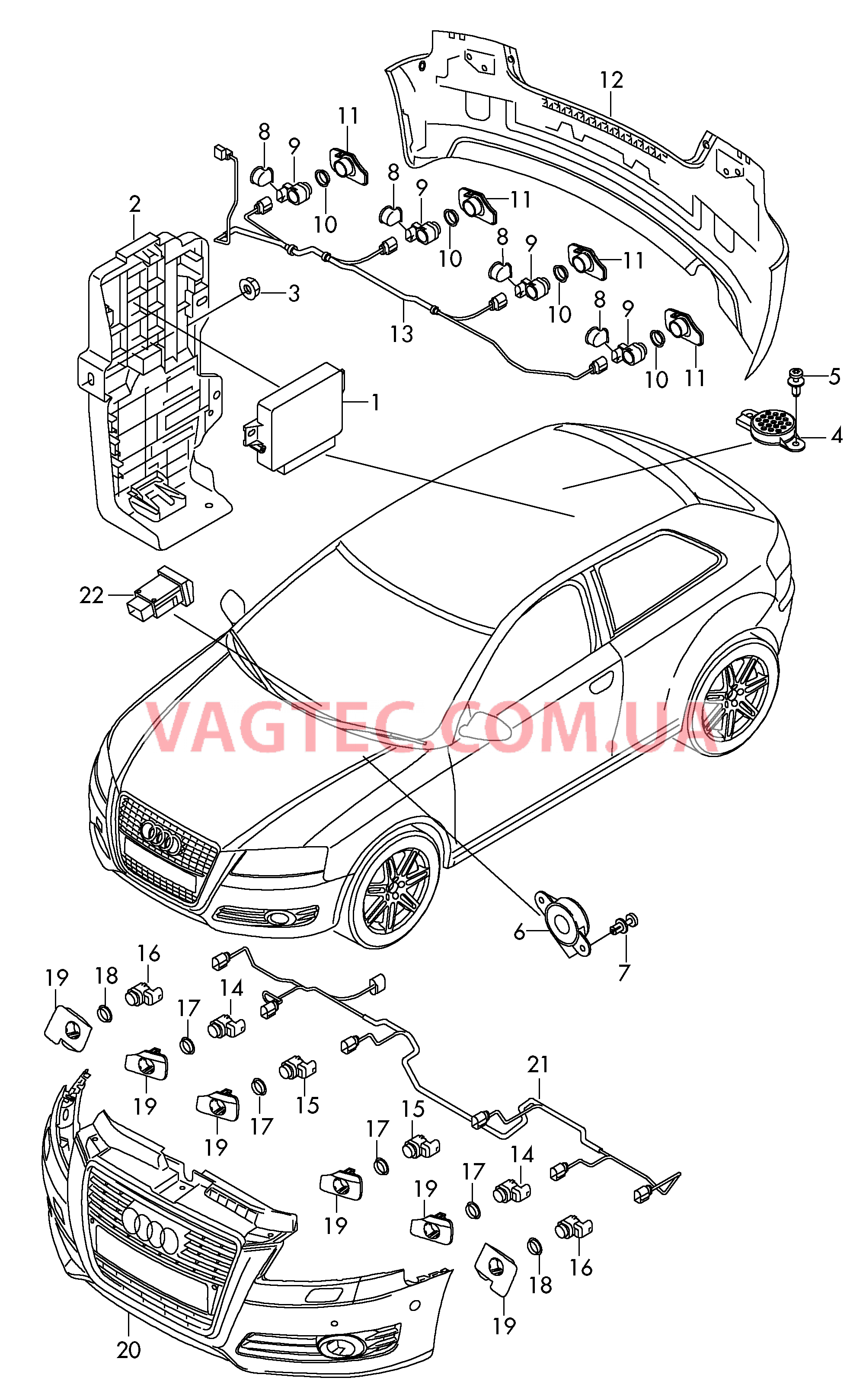 Парковочный ассистент  для AUDI A3 2011