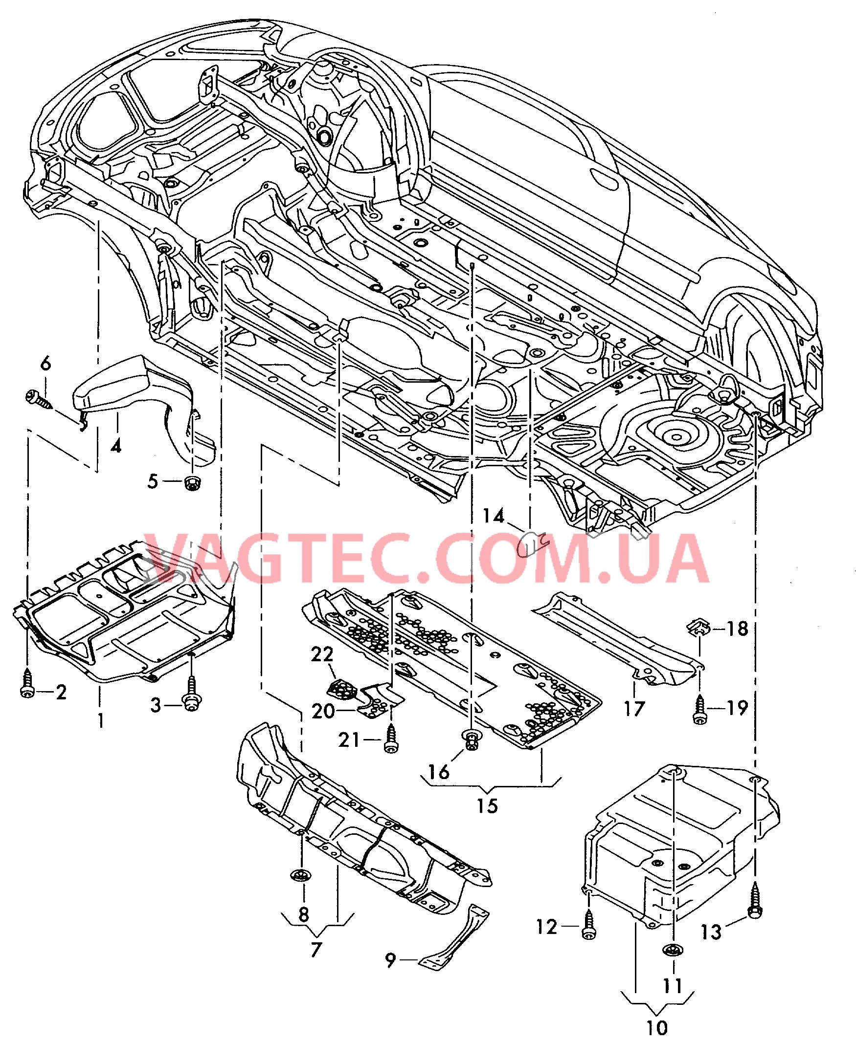 Облицовка днища Шумоизоляция Теплозащитный экран  для AUDI A3 2009