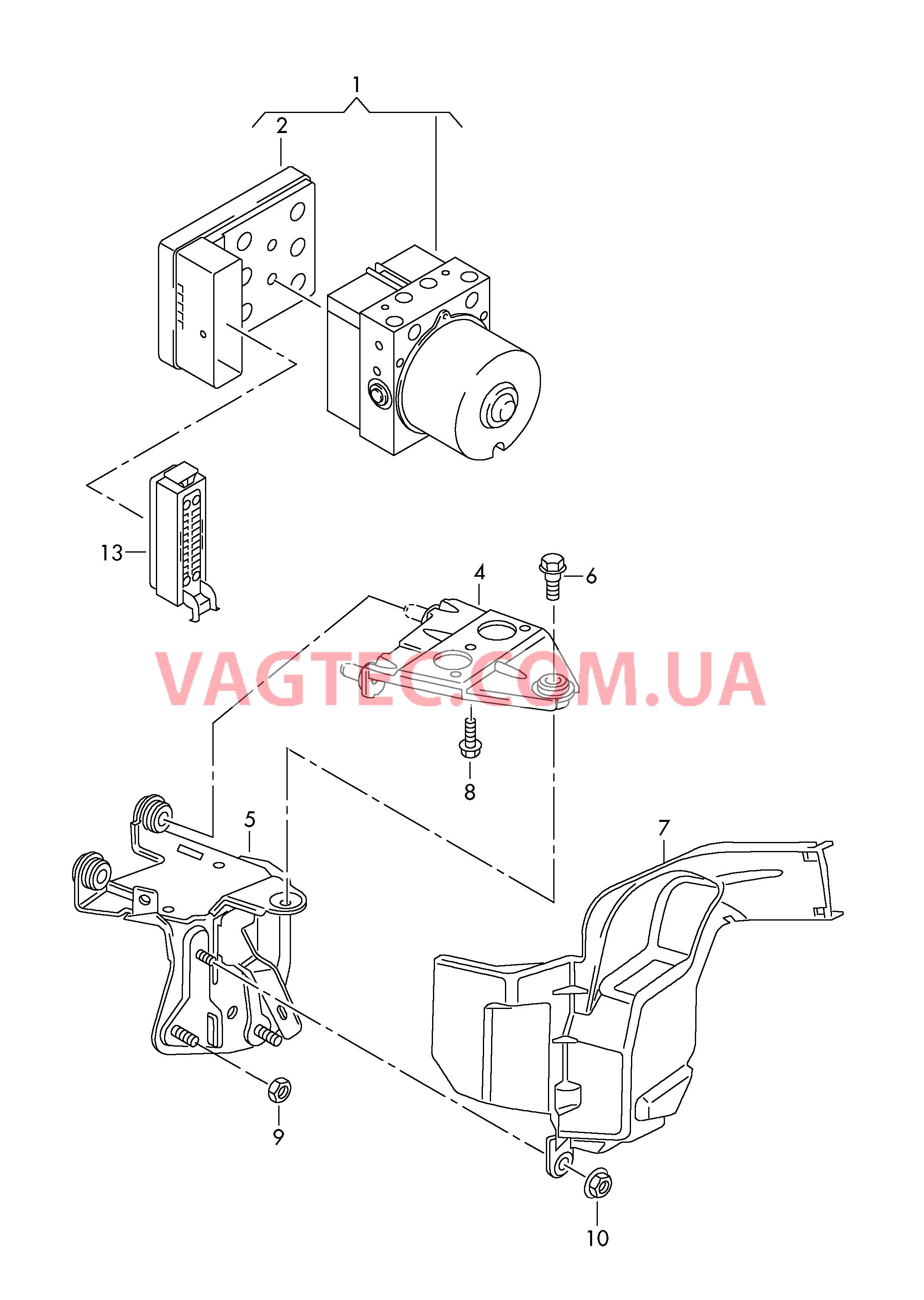 Модуль ABS с БУ Кронштейн модуля ABS для а/м с электронной системой поддерж. курс. устойчив. ESP  для VOLKSWAGEN Beetle 2017