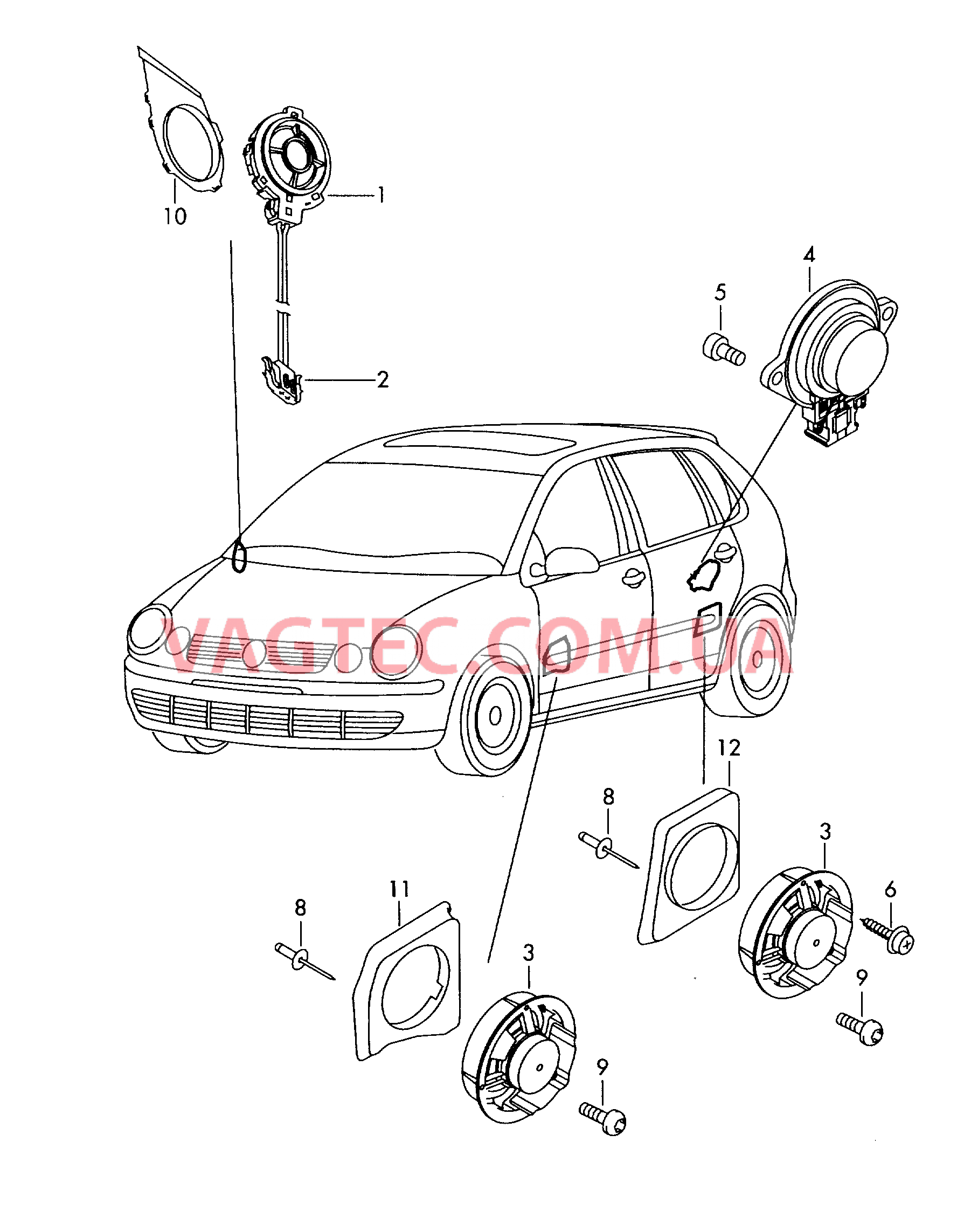 Электрические детали акустической системы  Разъём AUX-IN  для SEAT CO 2006