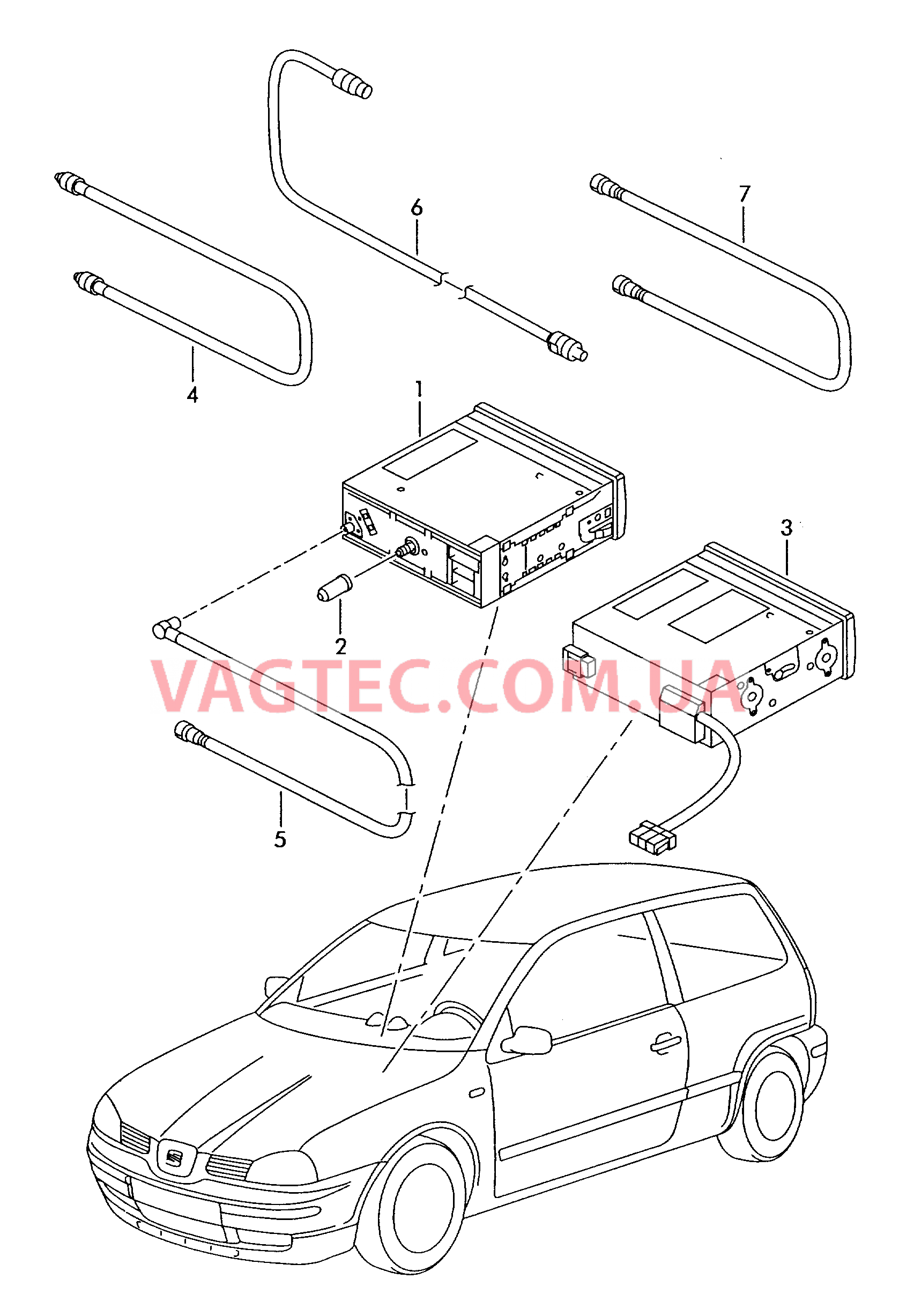 Магнитола CD-чейнджер Антенный кабель  для SEAT Arosa 2002