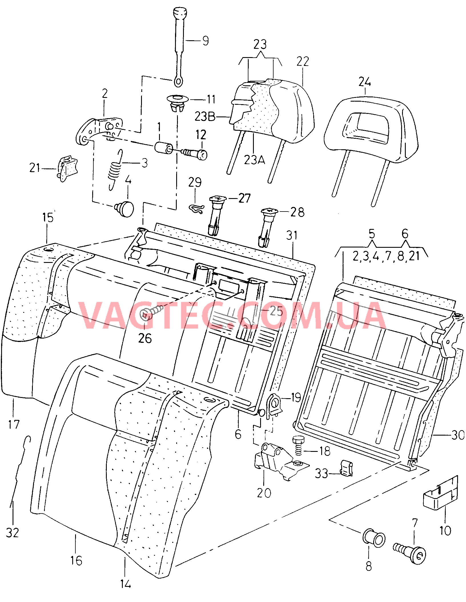 Спинка, раздельная  для SEAT Ibiza 2000