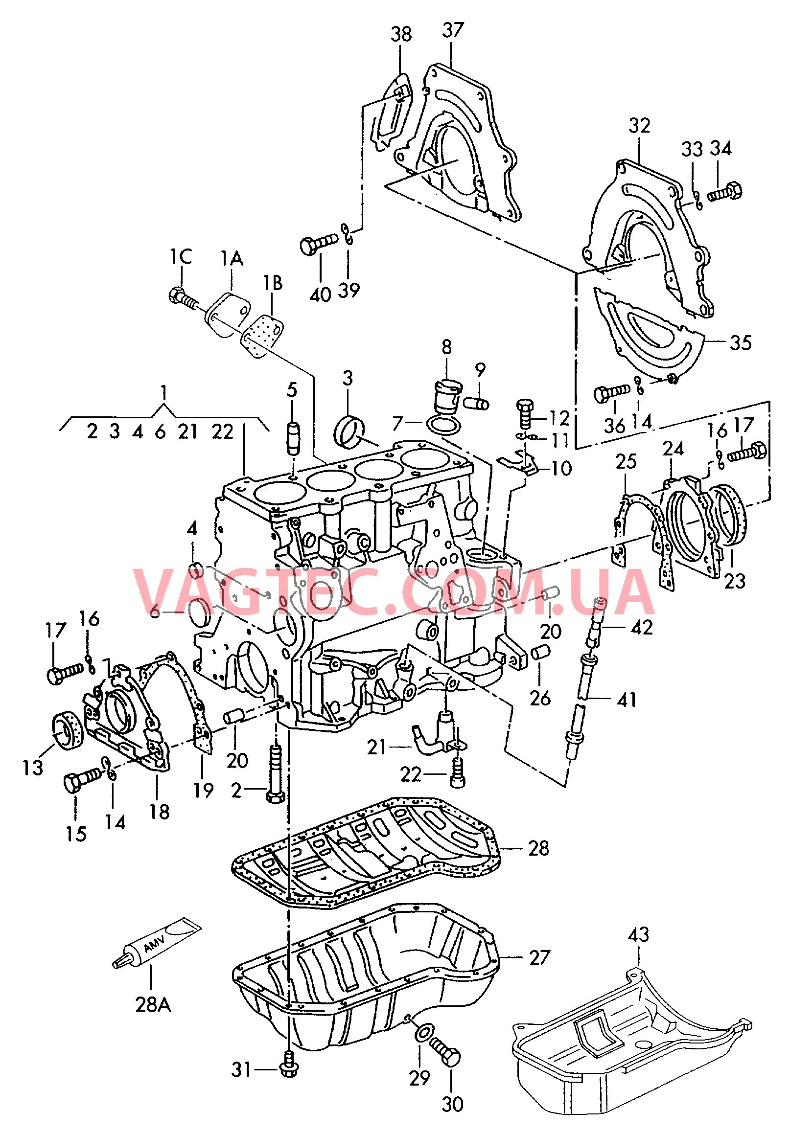 Блок цилиндров с поршнями Масляный поддон  для SEAT Arosa 2000