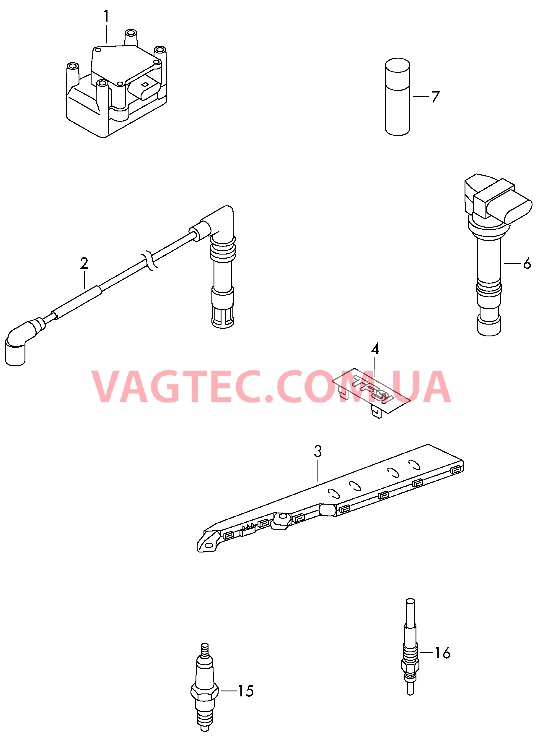 Катушка зажигания Провод высокого напряжения Cвеча зажигания  для VOLKSWAGEN POCC 2008