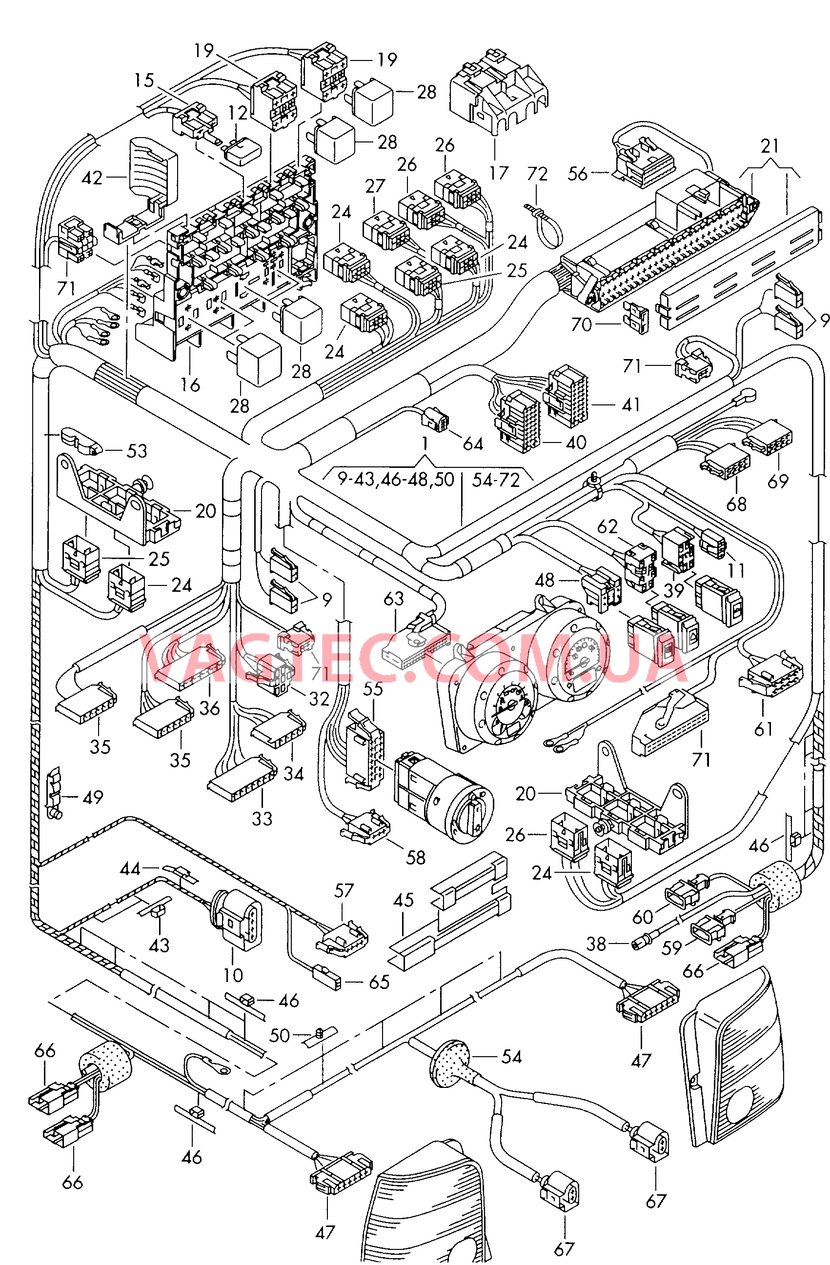 Жгут проводов для салона  F 6H-X-014 551>>*6H-X-044 441 для SEAT Arosa 2003