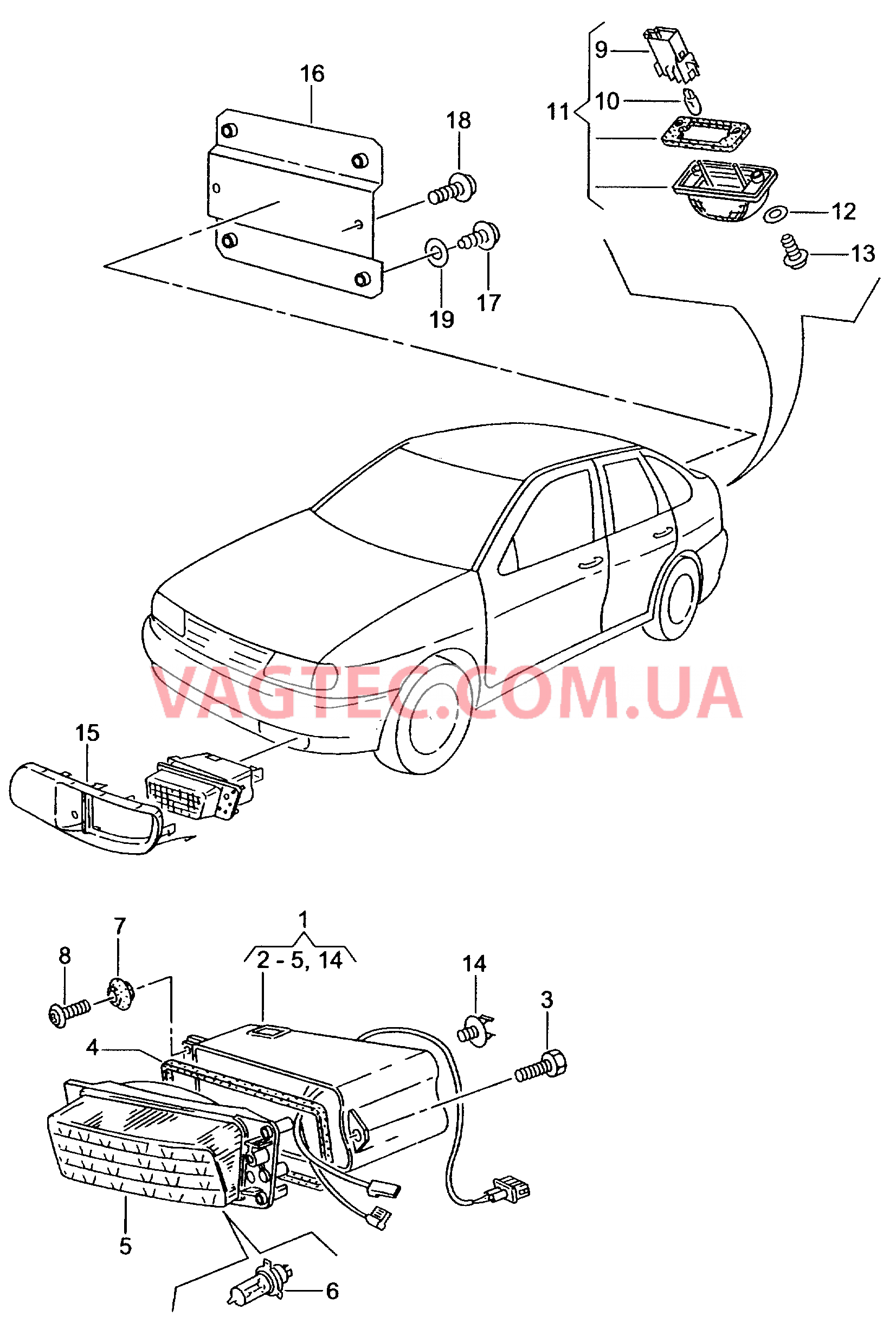 Галоген. противотуманная фара  для VOLKSWAGEN Caddy 2000