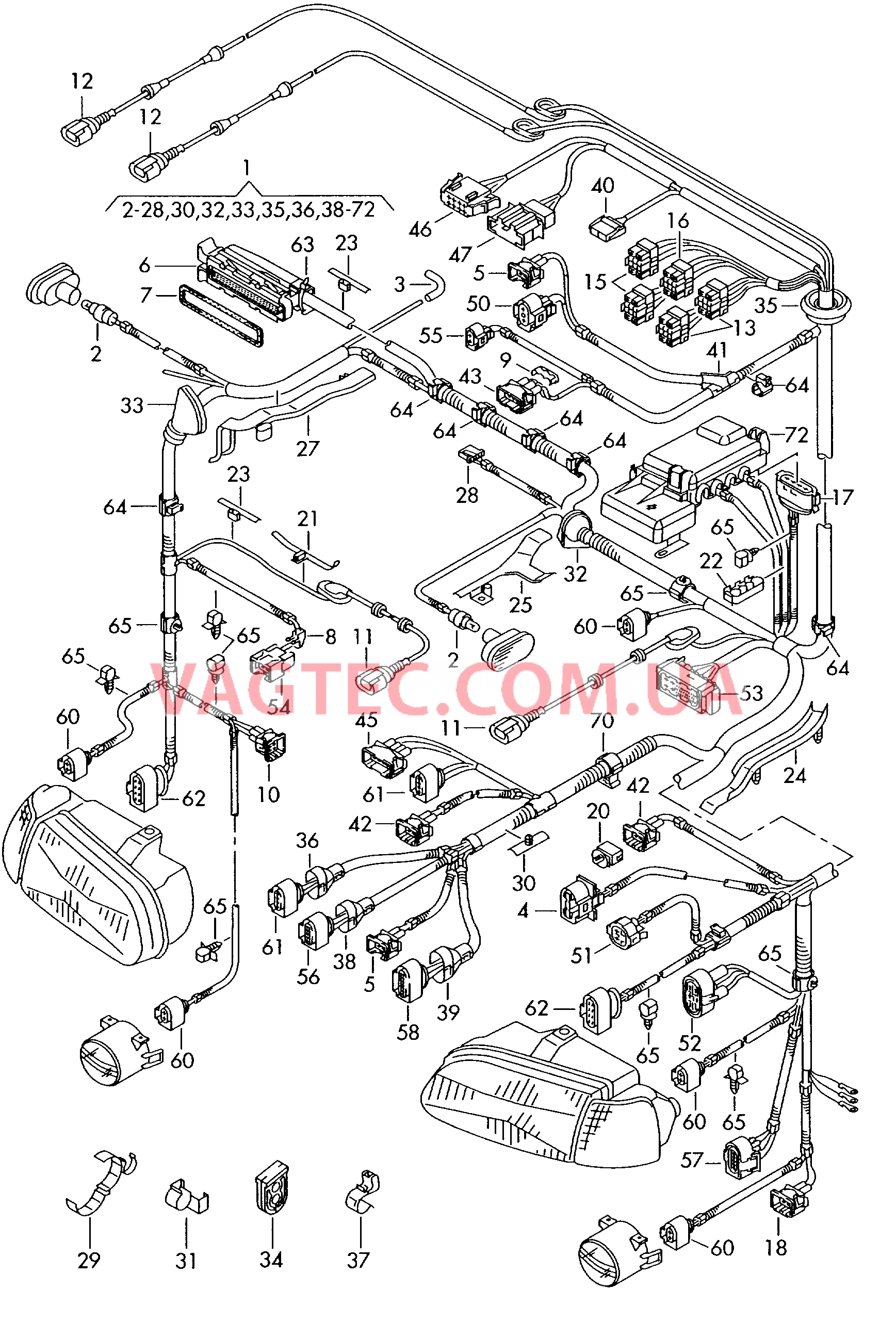 Жгут проводов для двигателя и освещения  для SEAT Arosa 2000