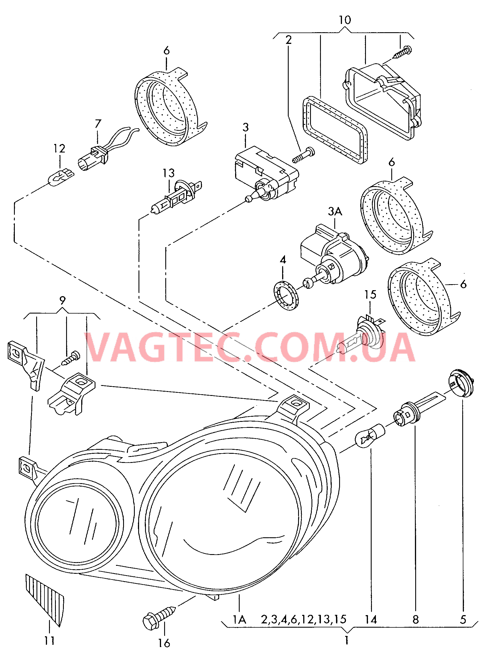 Двойная галогенная фара Фонарь указателя поворота  для VOLKSWAGEN Polo 2004