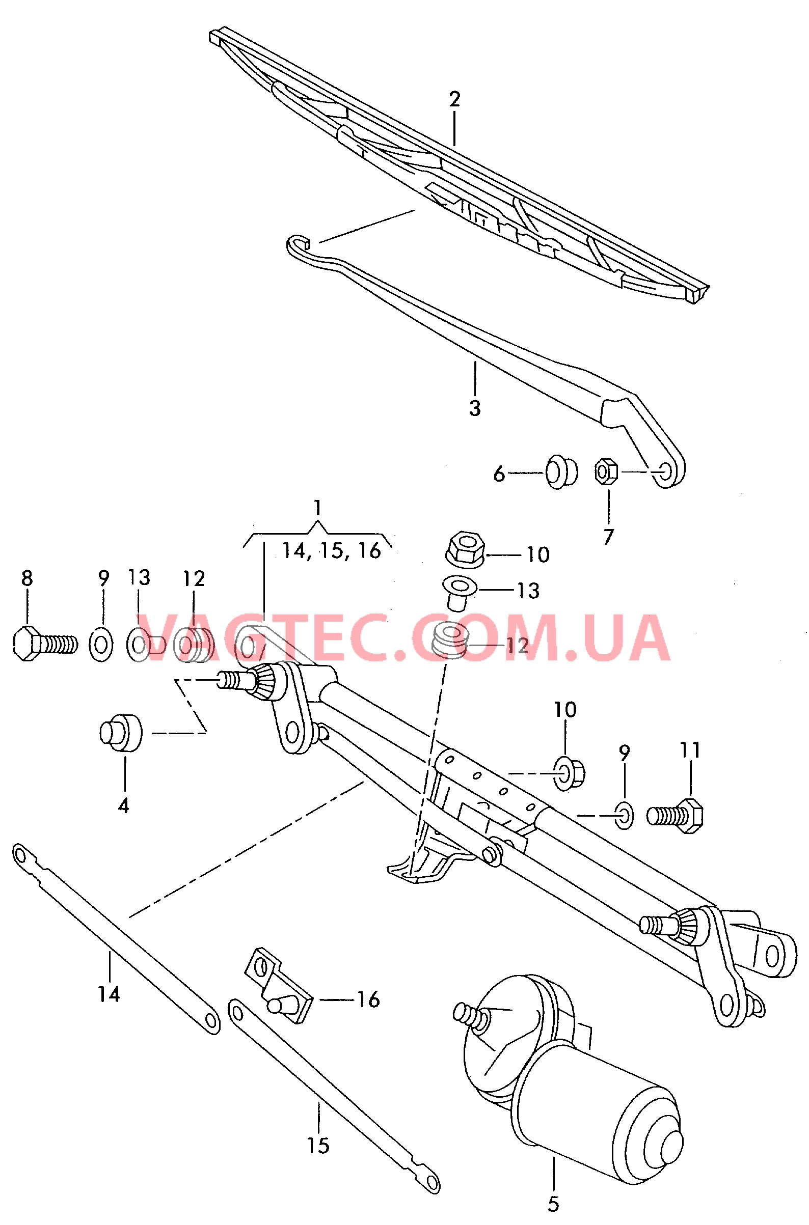 Привод стеклоочистителей Электродвигатель стеклоочист. Cтеклоочиститель  для SEAT Ibiza 2001
