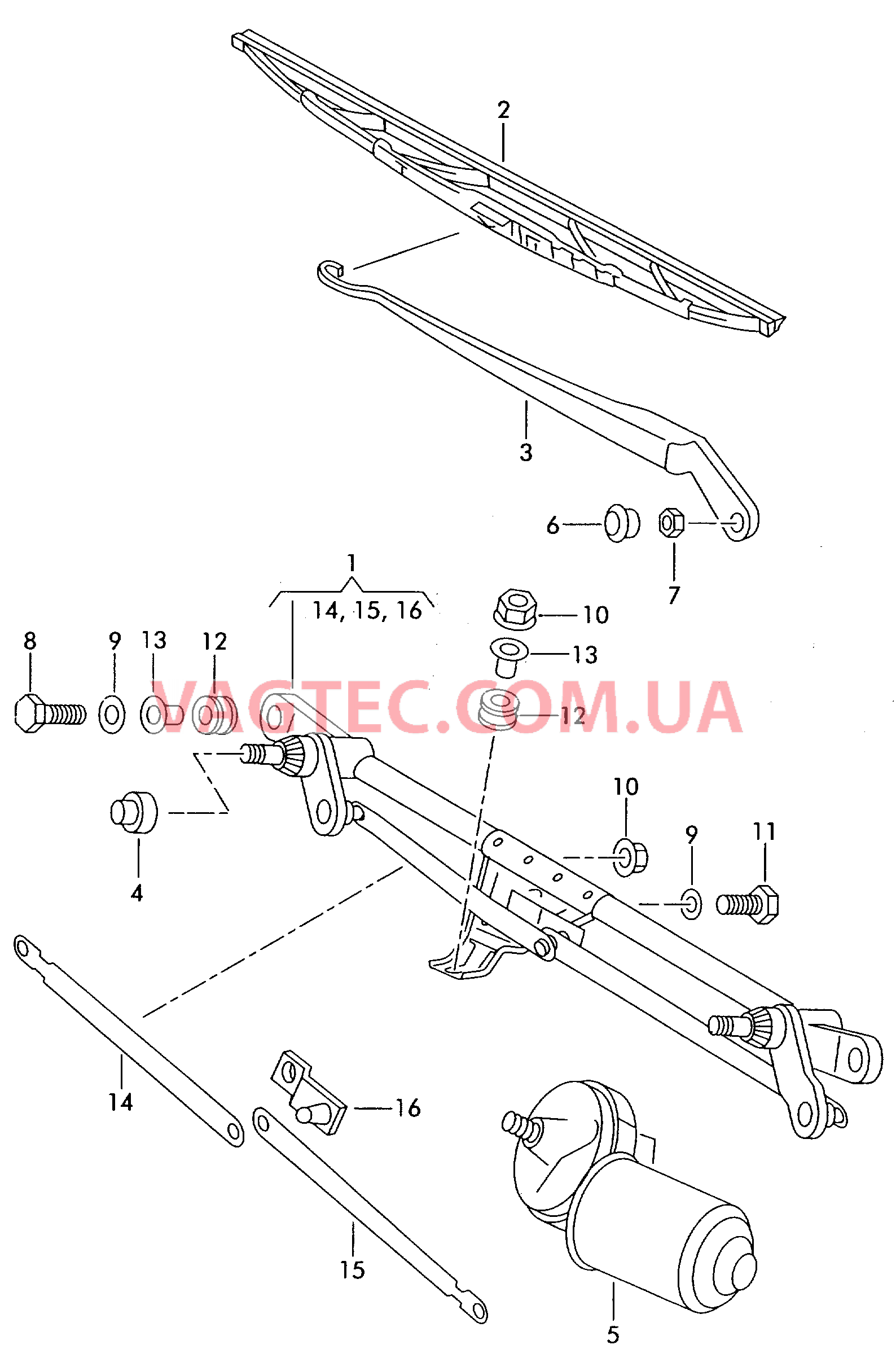 Cтеклоочиститель  для VOLKSWAGEN Caddy 2001