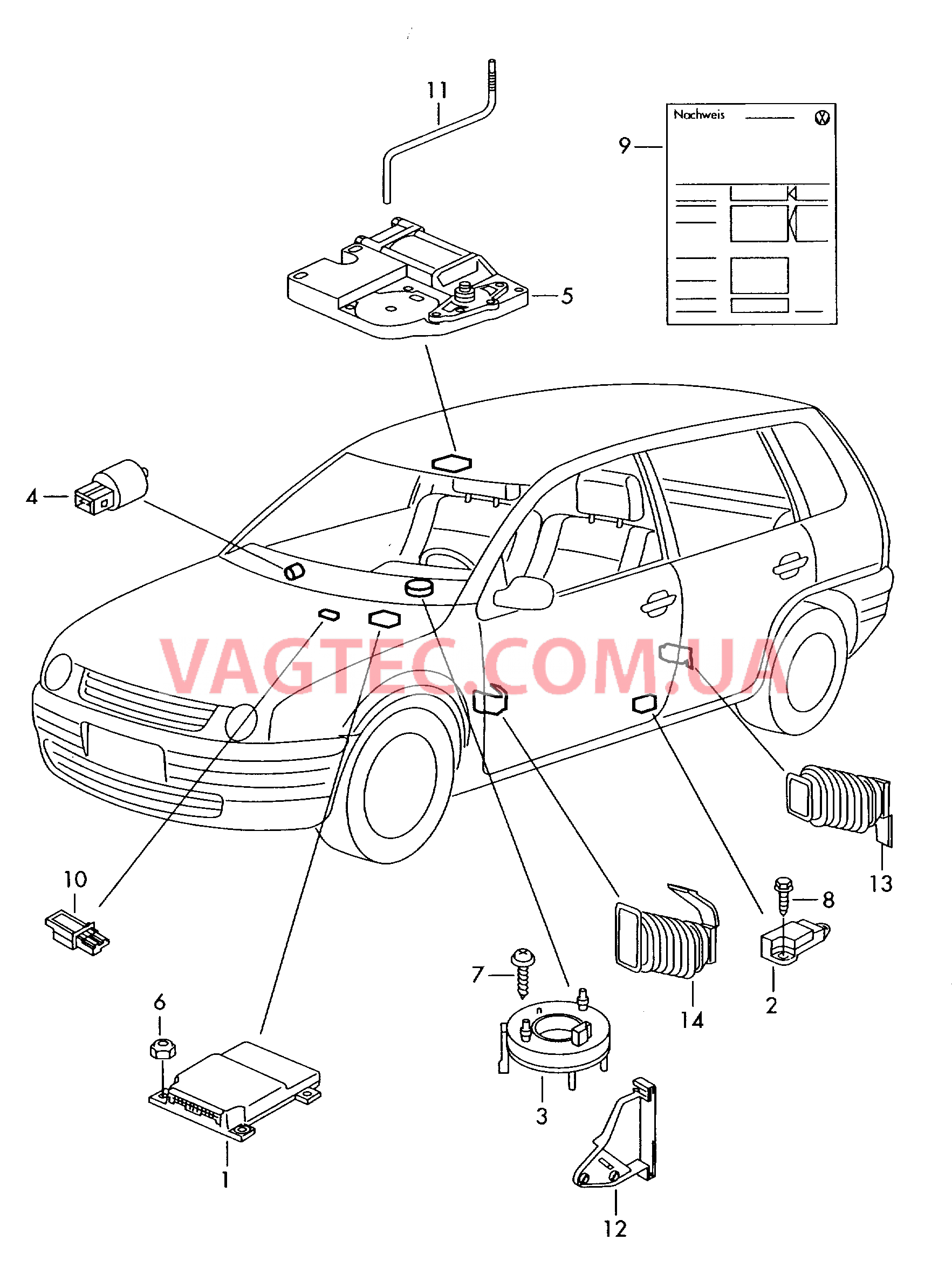 Электродетали для подуш.безоп. Мотор привода люка Термовыключатель  для SEAT Arosa 2000