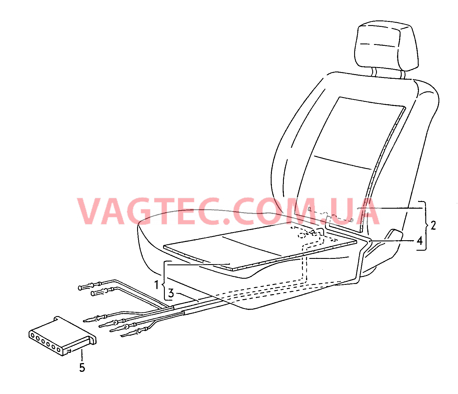 Подушка сиденья и спинка с обогревом  для VOLKSWAGEN Caddy 2000