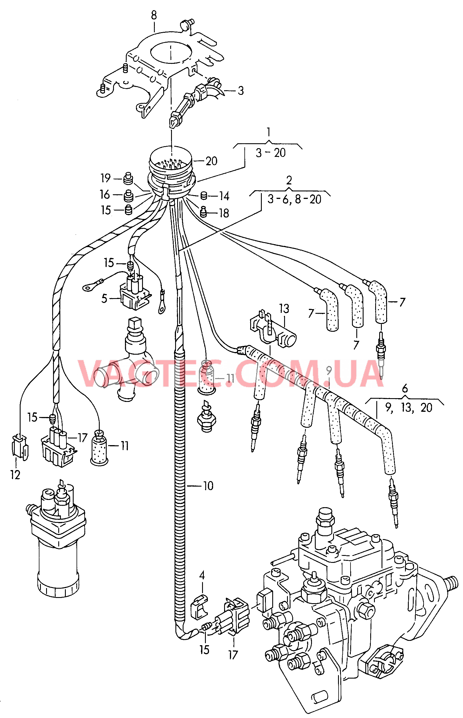 Жгут проводов для двигателя  F             >> 9K-1-513 843 для VOLKSWAGEN Caddy 2001