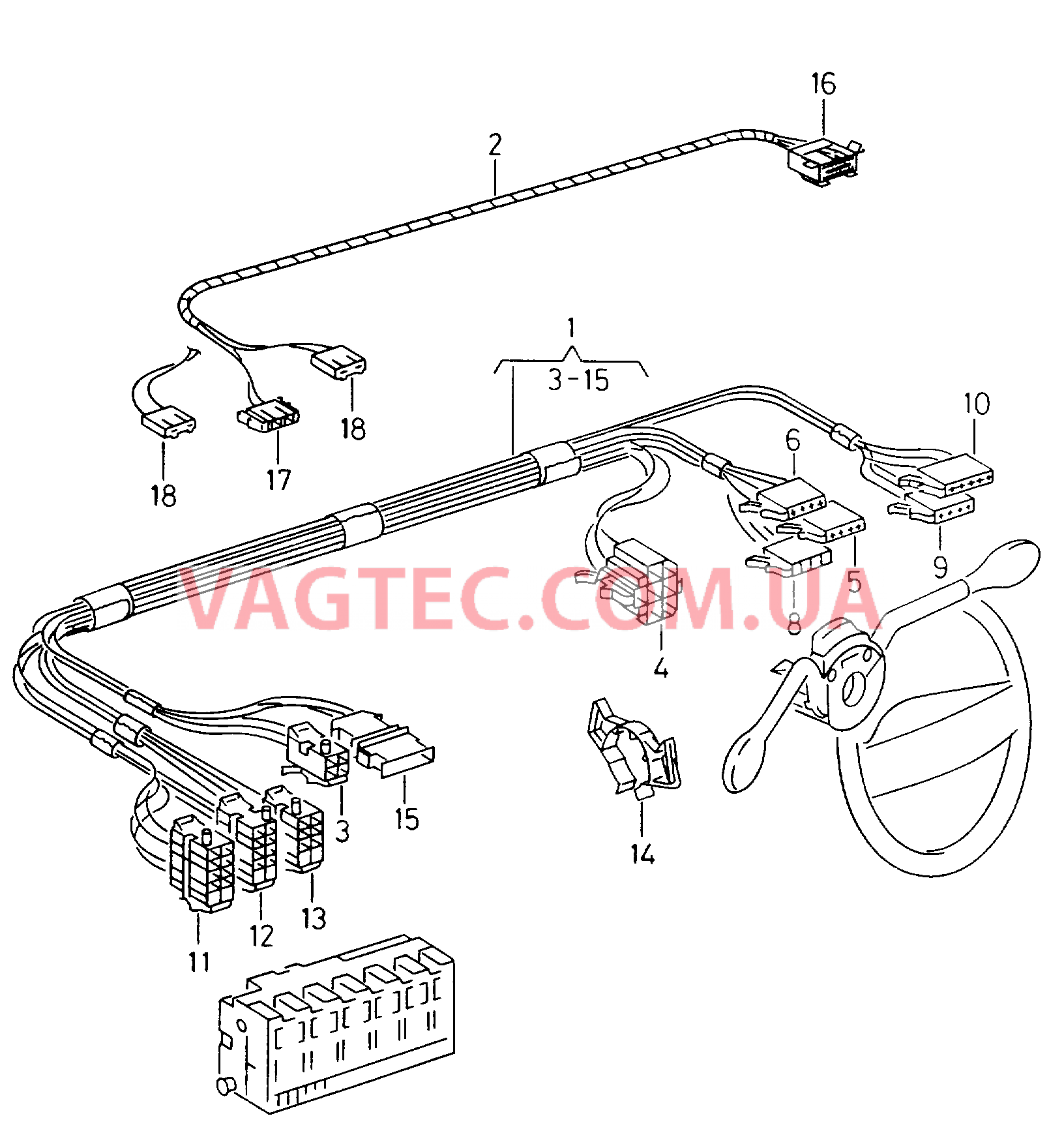 Жгут проводов комбинированного выключателя вала рул. управл.  Жгут проводов для диагностики  для SEAT Inca 2001