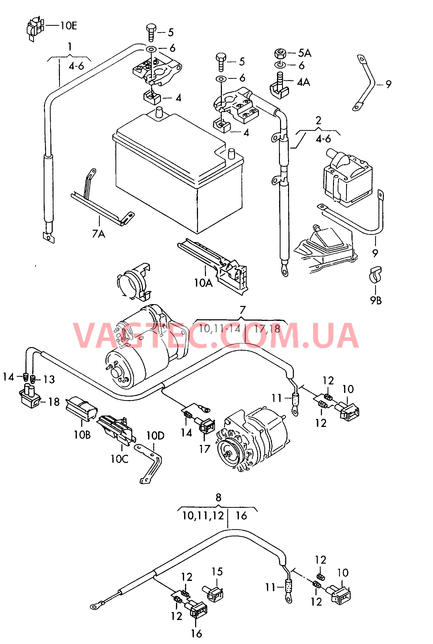 Жгут проводов для АКБ и генератора  Провод массы F             >> 9K-1-008 528 для SEAT Inca 2001