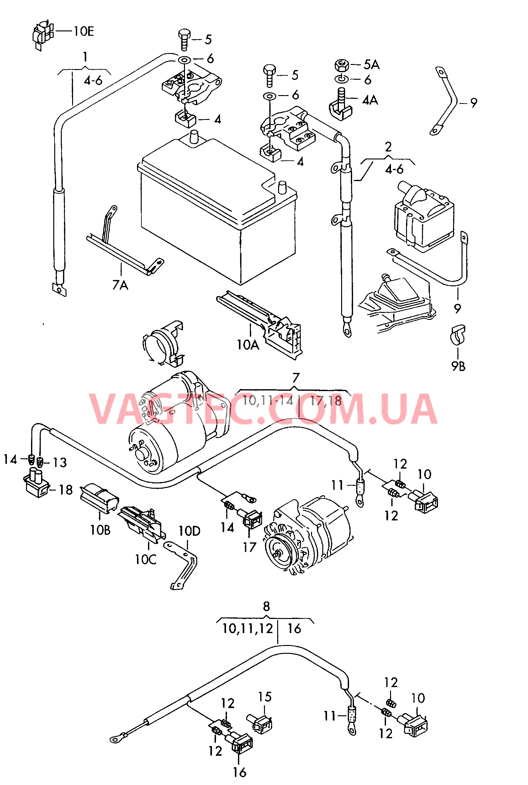 Жгут проводов для АКБ и генератора  Провод массы F             >> 9K-1-008 528 для SEAT Inca 2000