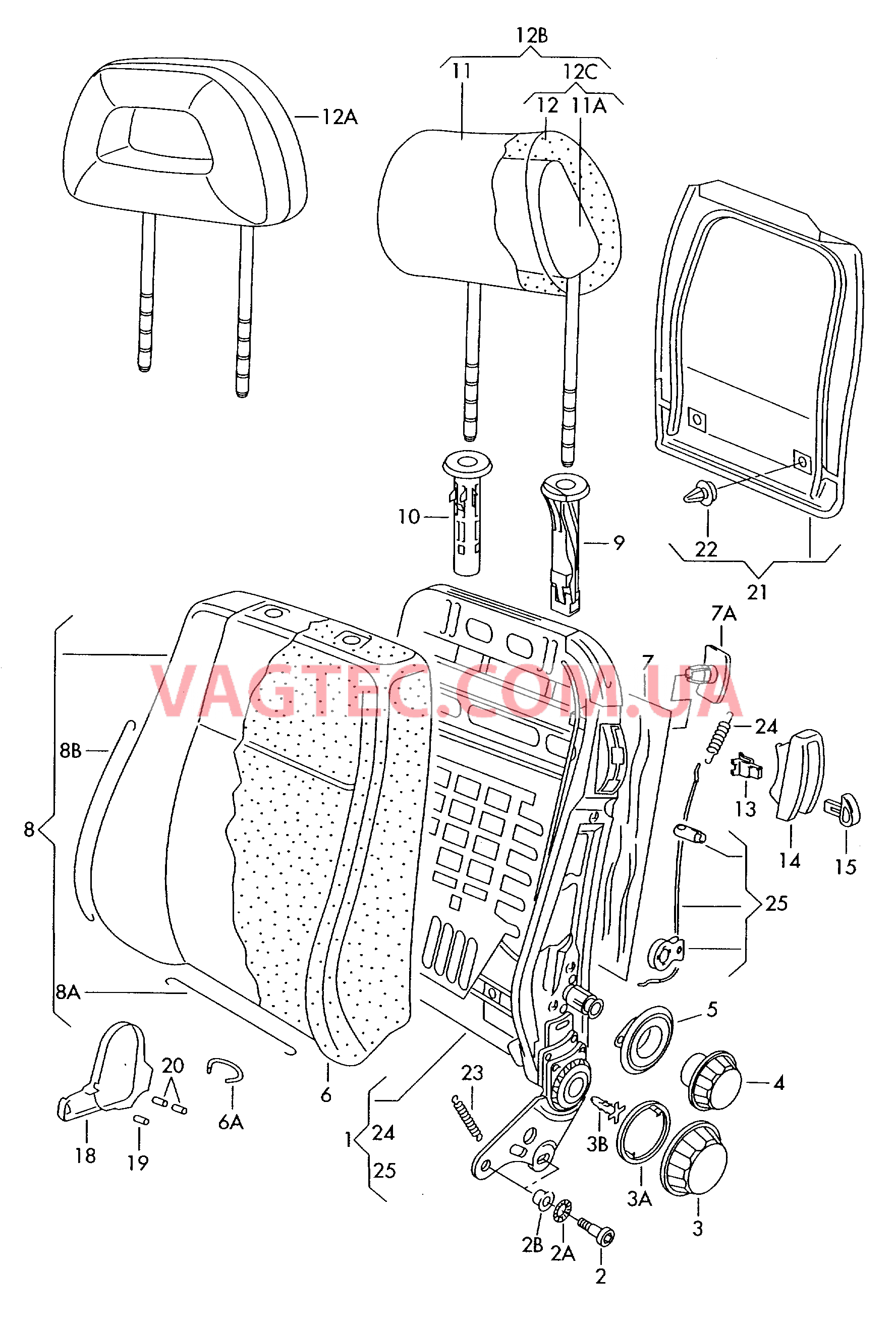 Cпинка Подголовник, регулируемый  для VOLKSWAGEN Passat 2000-1