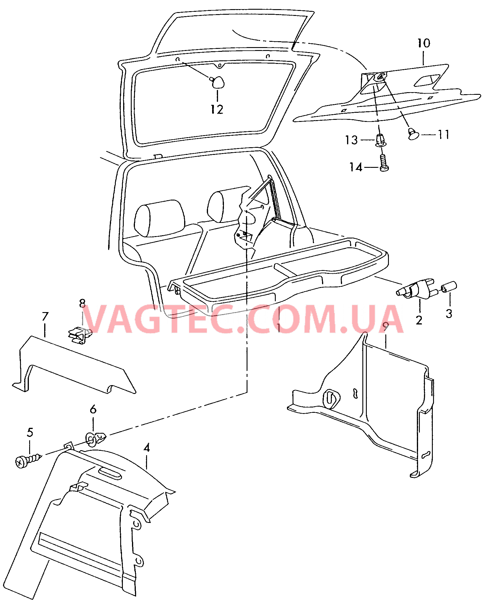 Облицовка крышки багаж. отсека Обивка багажного отсека  для SEAT Arosa 2001