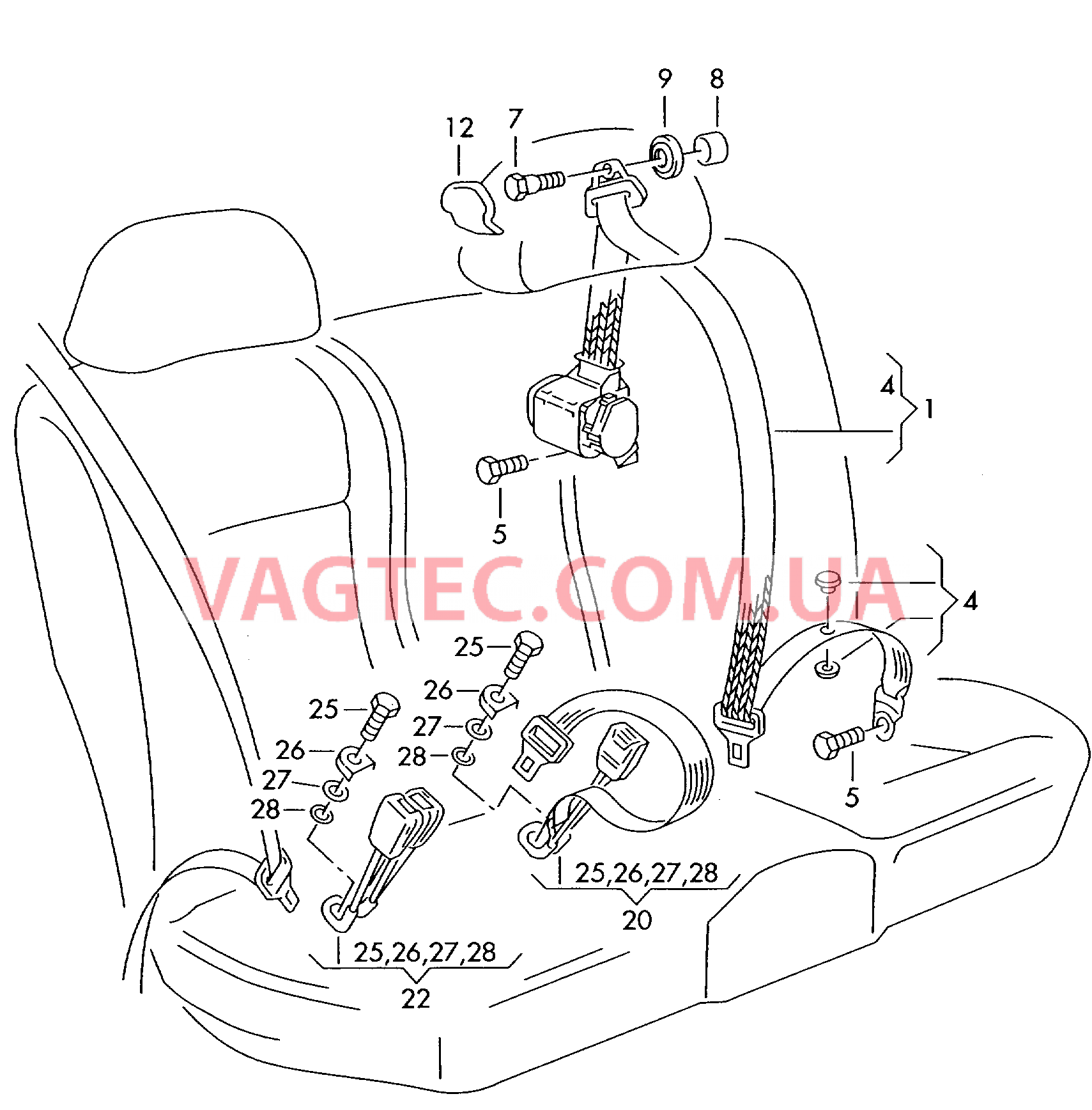 Трехточечн. ремень безопасн.  для SEAT Arosa 2004