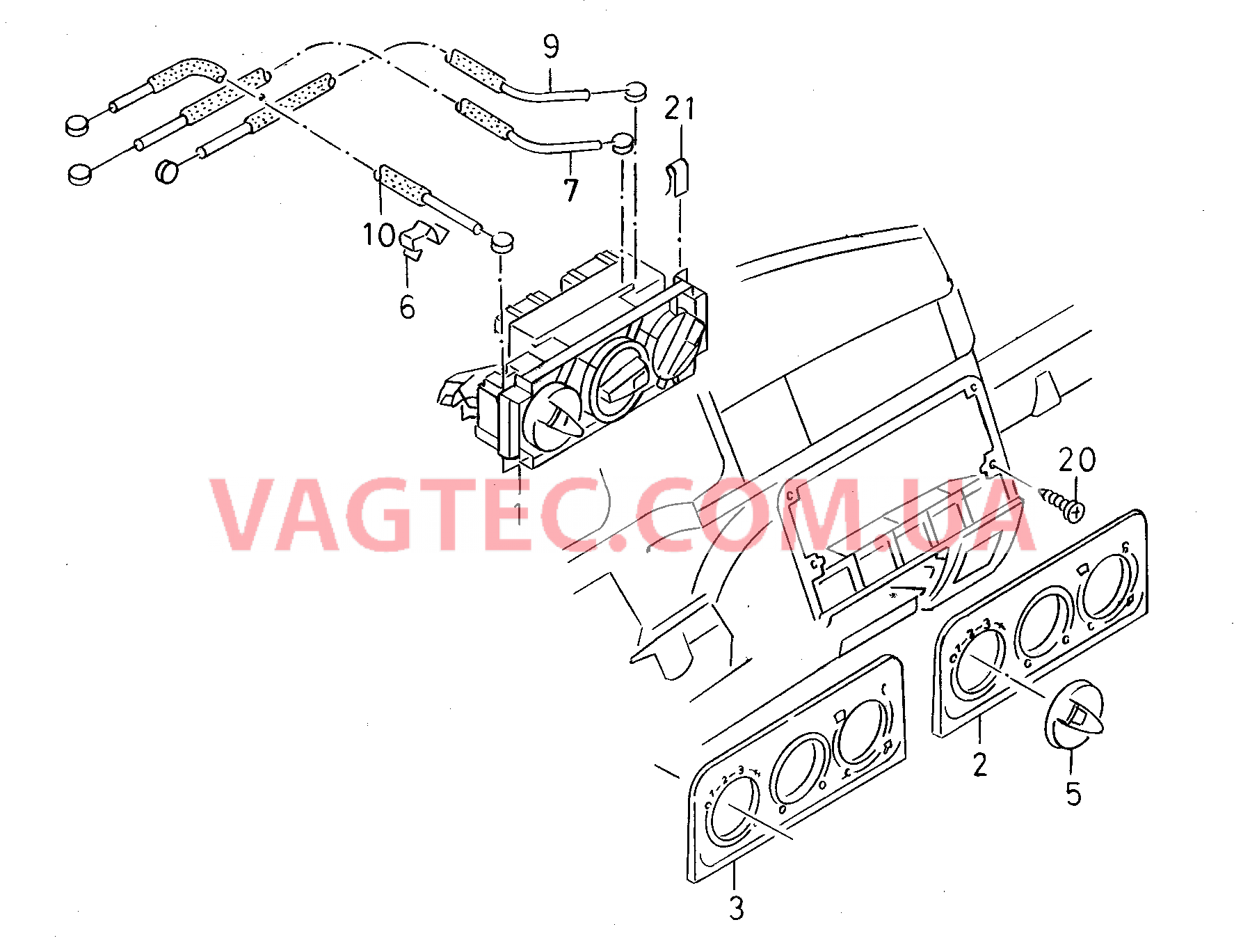 Регулировка подачи свежего и теплого воздуха  для VOLKSWAGEN Caddy 2000