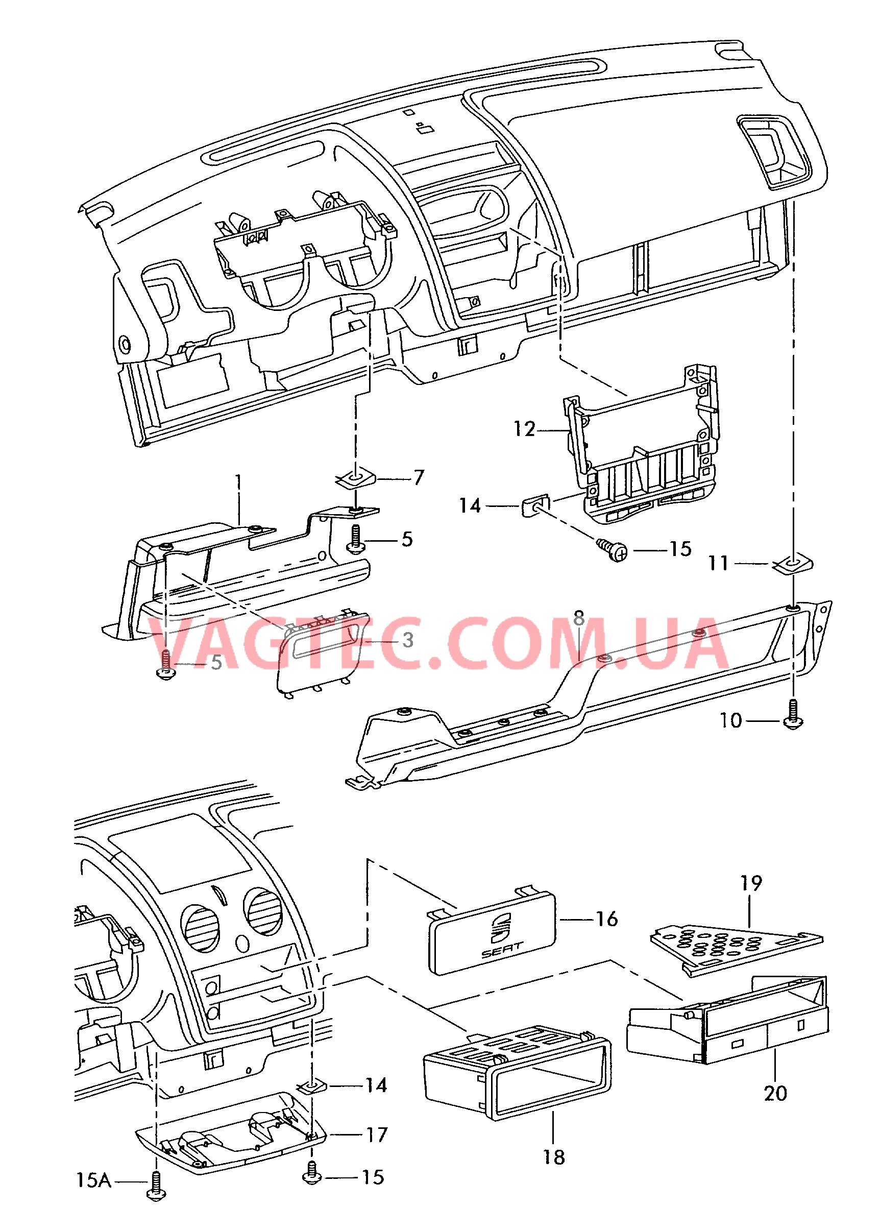 Детали, встроен. в пан. приб.  F 6H-1-000 001>> для SEAT Arosa 2001