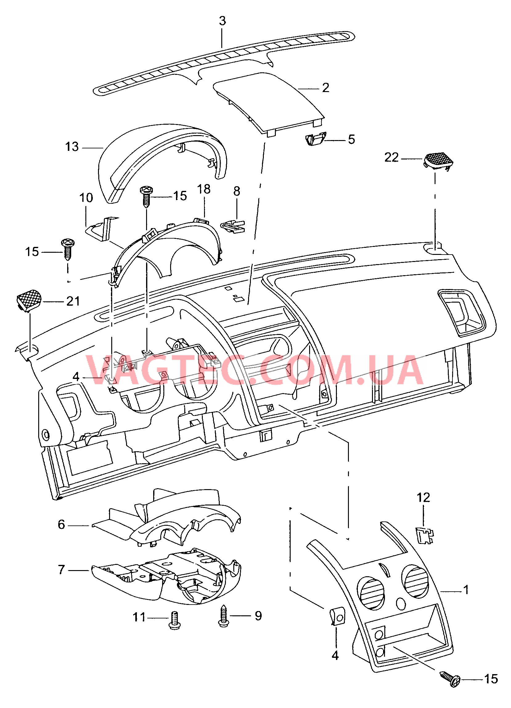 Детали, встроен. в пан. приб.  F 6H-1-000 001>> для SEAT Arosa 2003