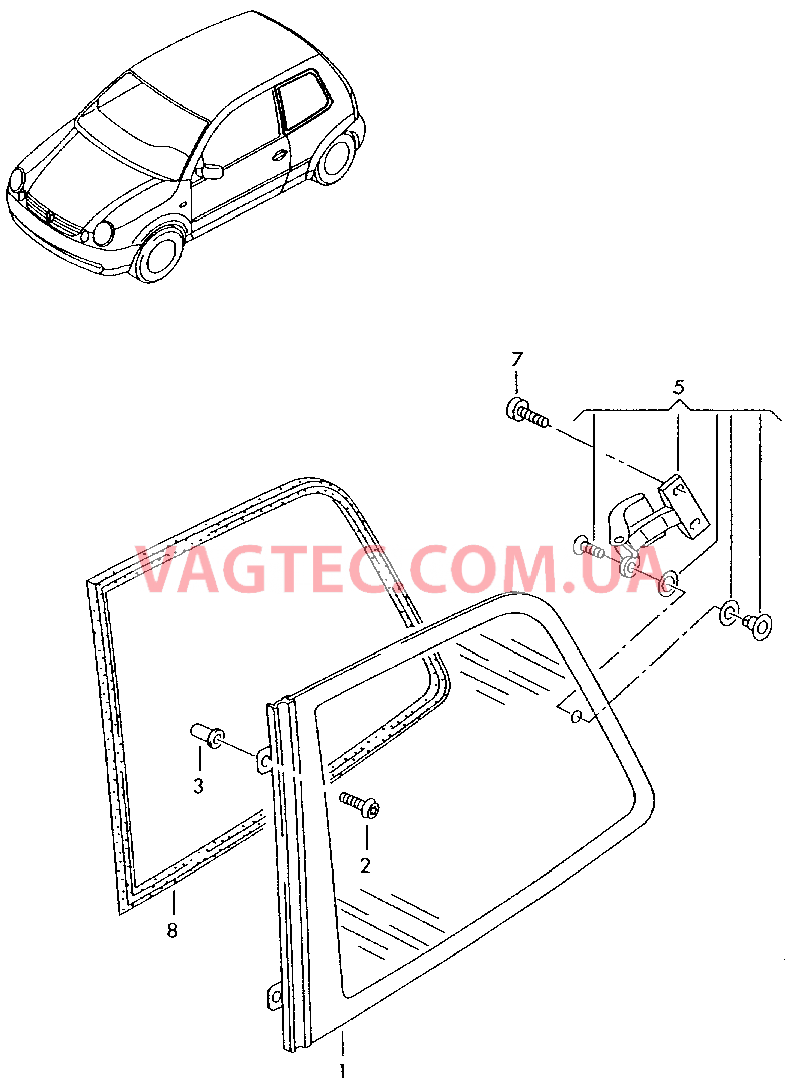 Выставное стекло  для SEAT Arosa 2003