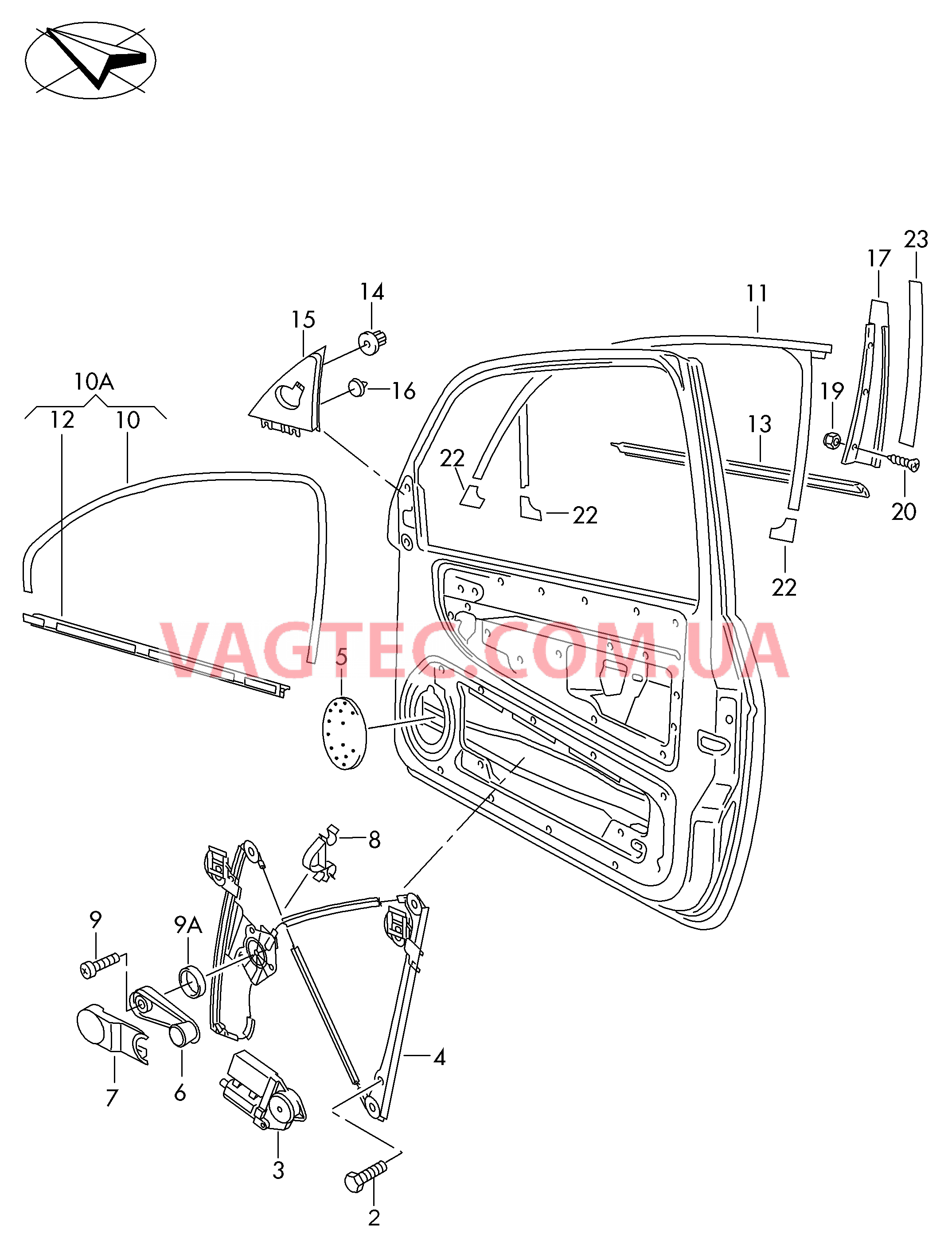 Cтеклоподъемник, направляющие, уплотнитель для двери   Накладка для двери  для SEAT Arosa 2002