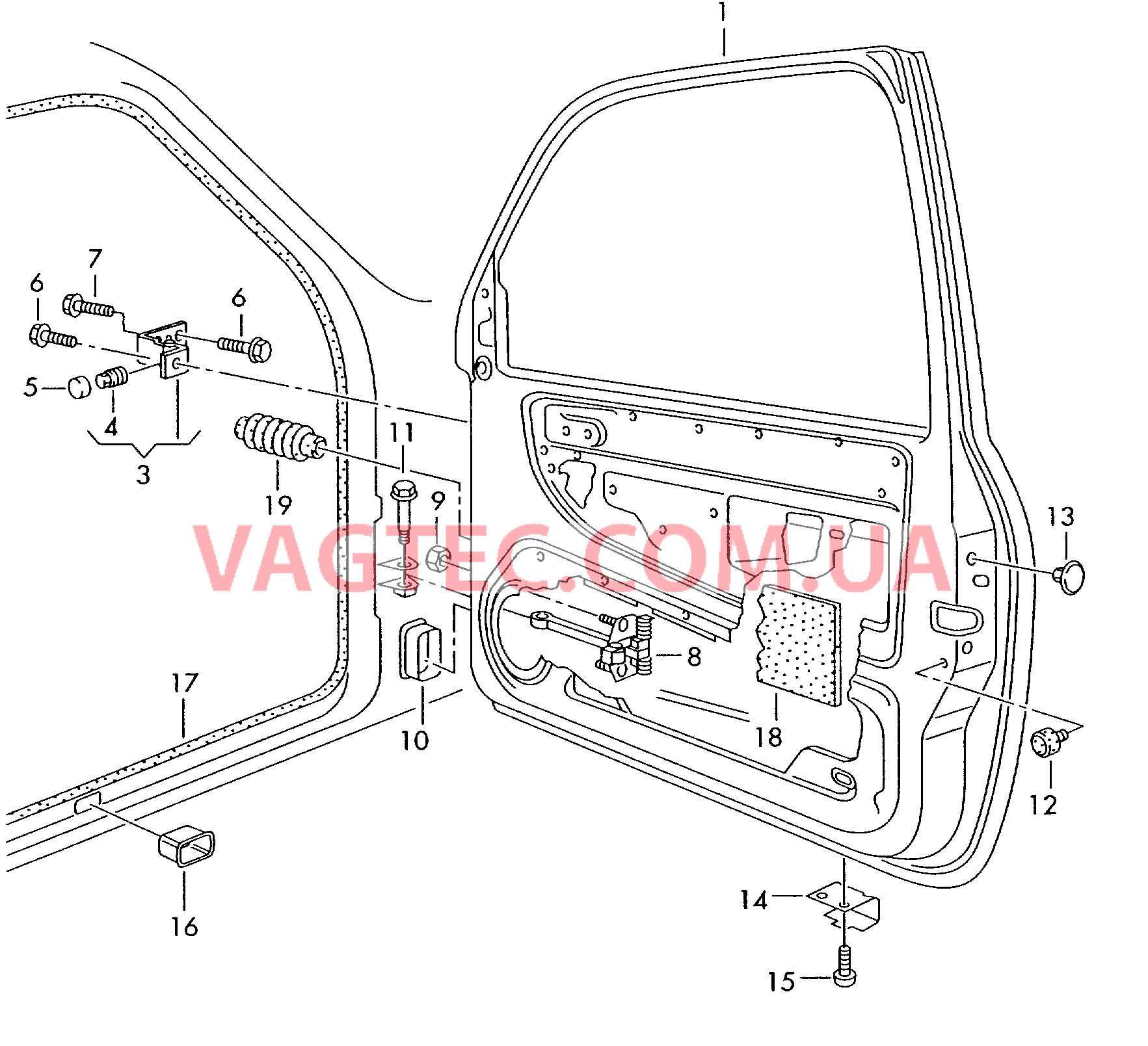 Двери Петля двери Уплотнитель двери Фиксатор двери  для SEAT Arosa 2002