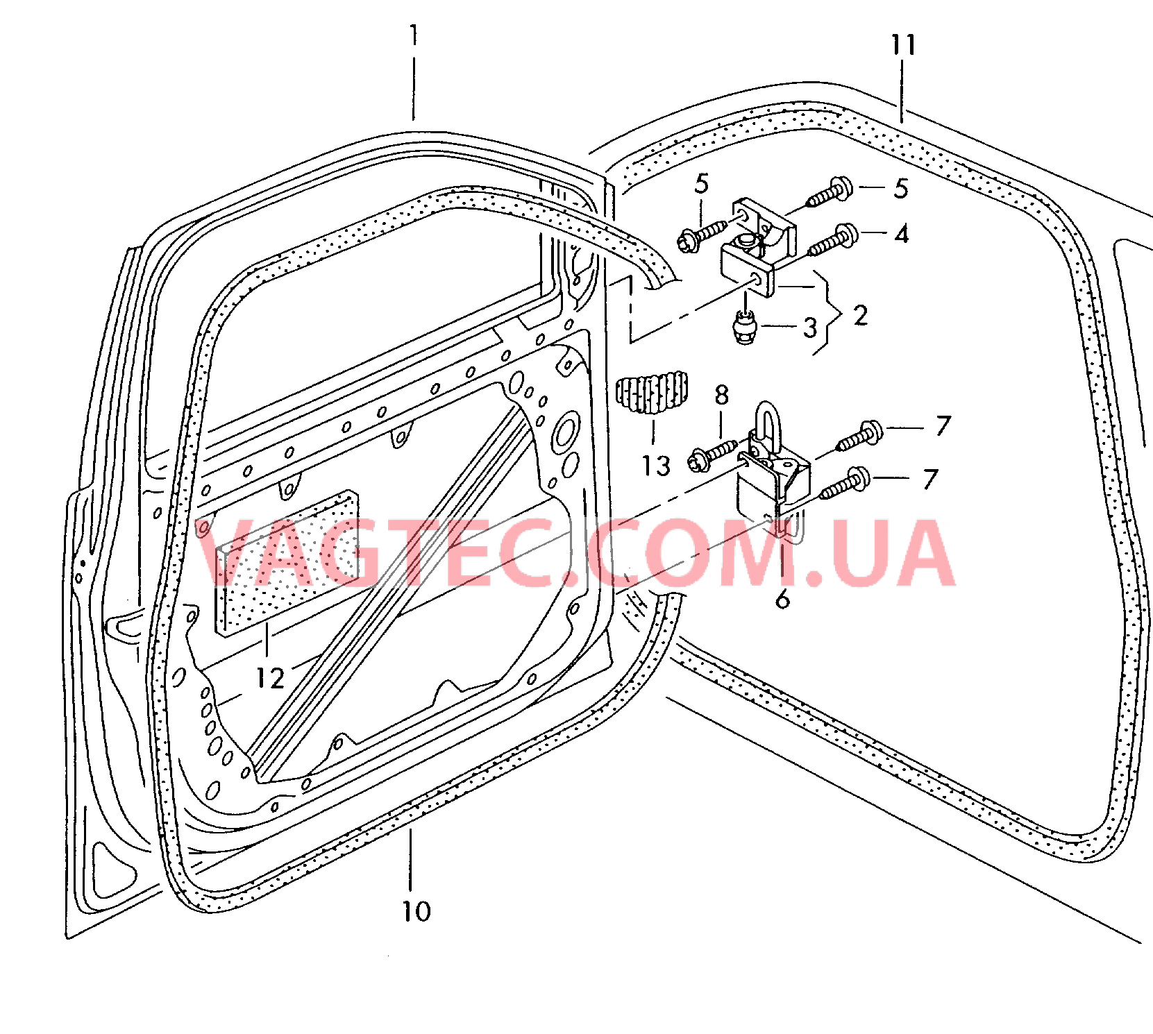 Двери Петля двери Уплотнитель двери  для VOLKSWAGEN Polo 2010