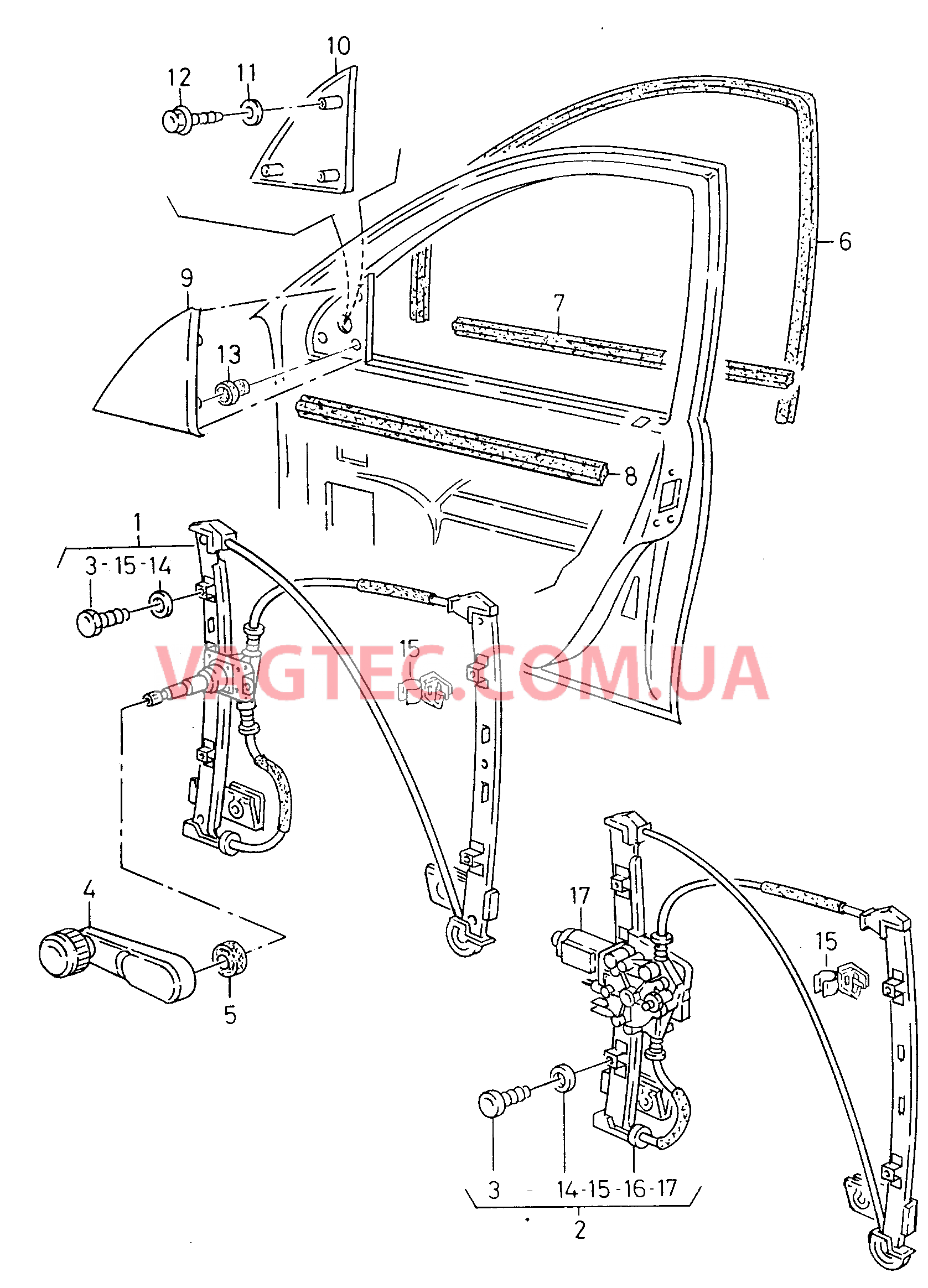 Cтеклоподъемник  для VOLKSWAGEN Caddy 2000