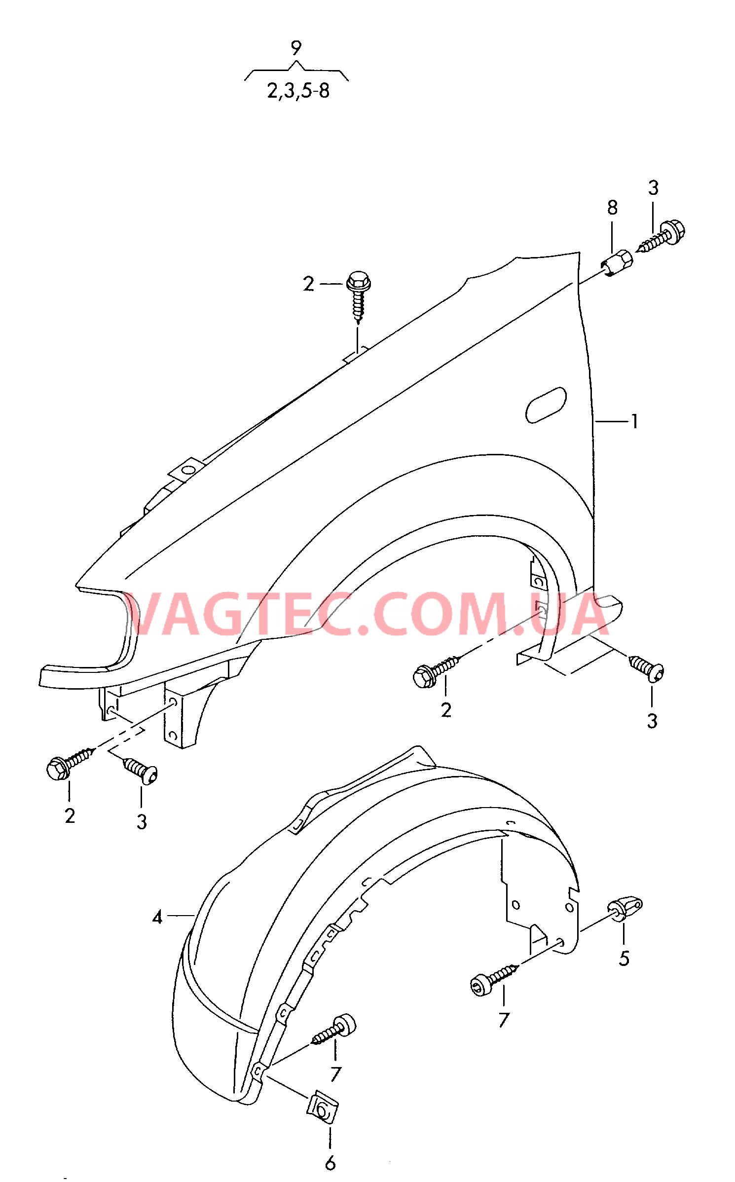 Крыло Пластик локера колесной арки  для SEAT Arosa 2002