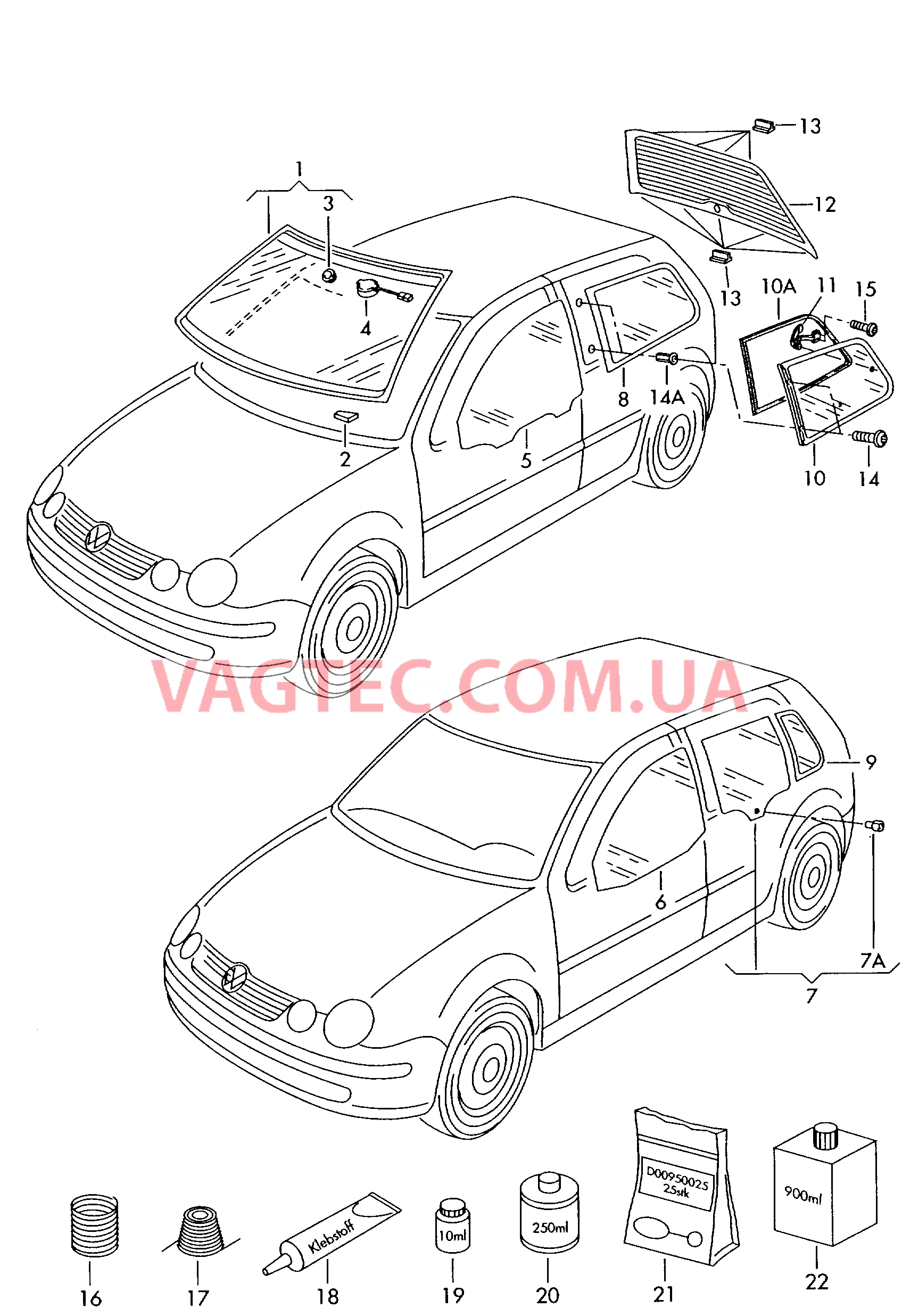 Cтекла оконные, уплотнители  для VOLKSWAGEN Polo 2005