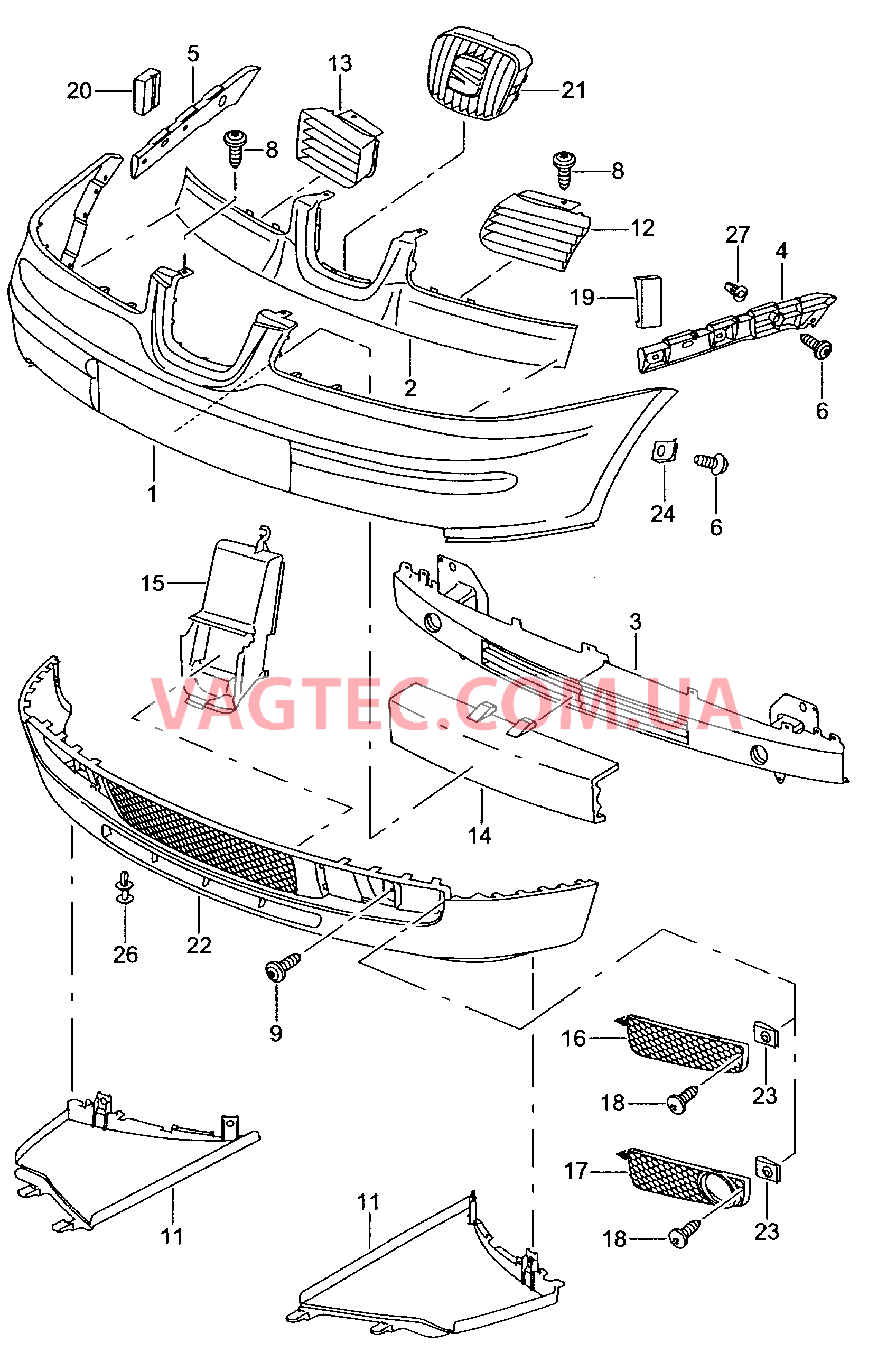 Бампер  F 6H-1-000 001>>* для SEAT Arosa 2002