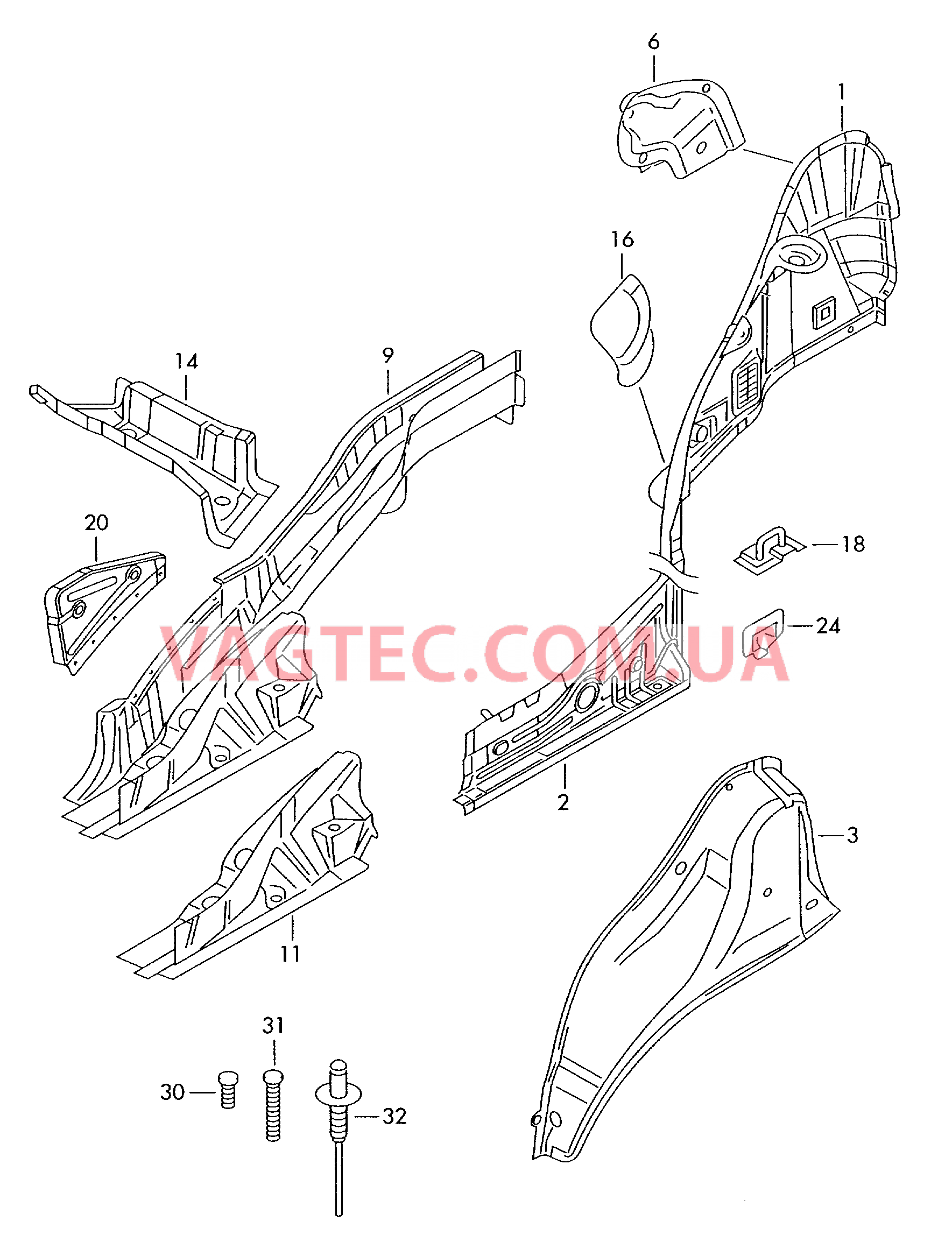 Арка колеса Лонжерон   F             >> 6H-W-023 000* для SEAT Arosa 2000