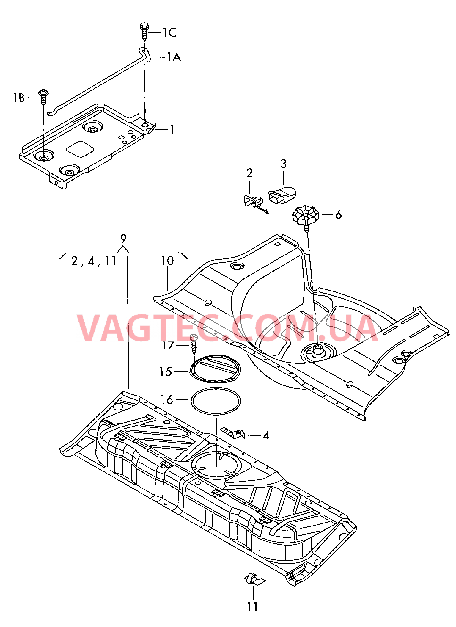 Пол багажника  F 6H-W-023 001>>* для SEAT Arosa 2001