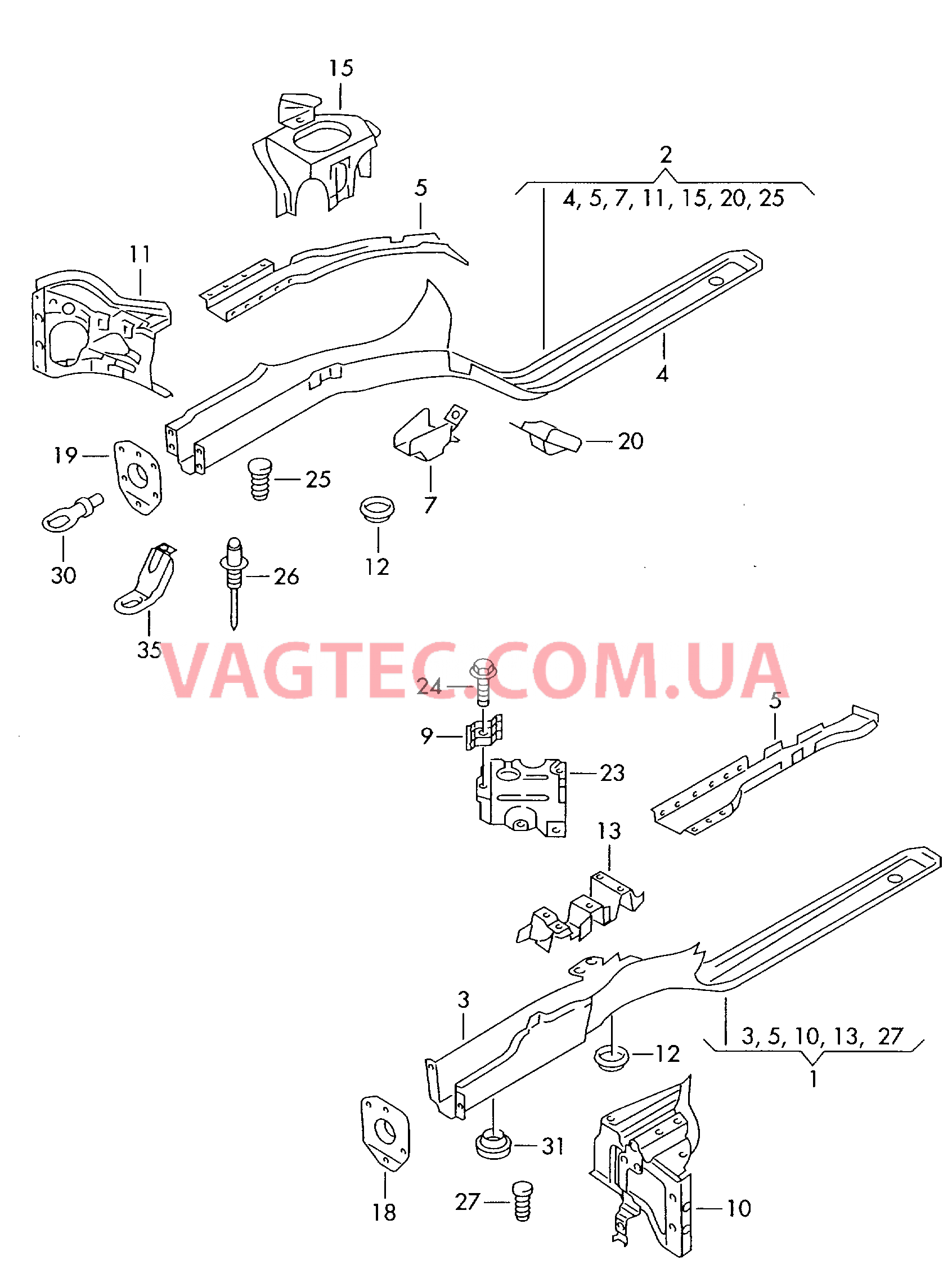 Лонжерон  F             >> 6H-W-023 000* для SEAT Arosa 2000