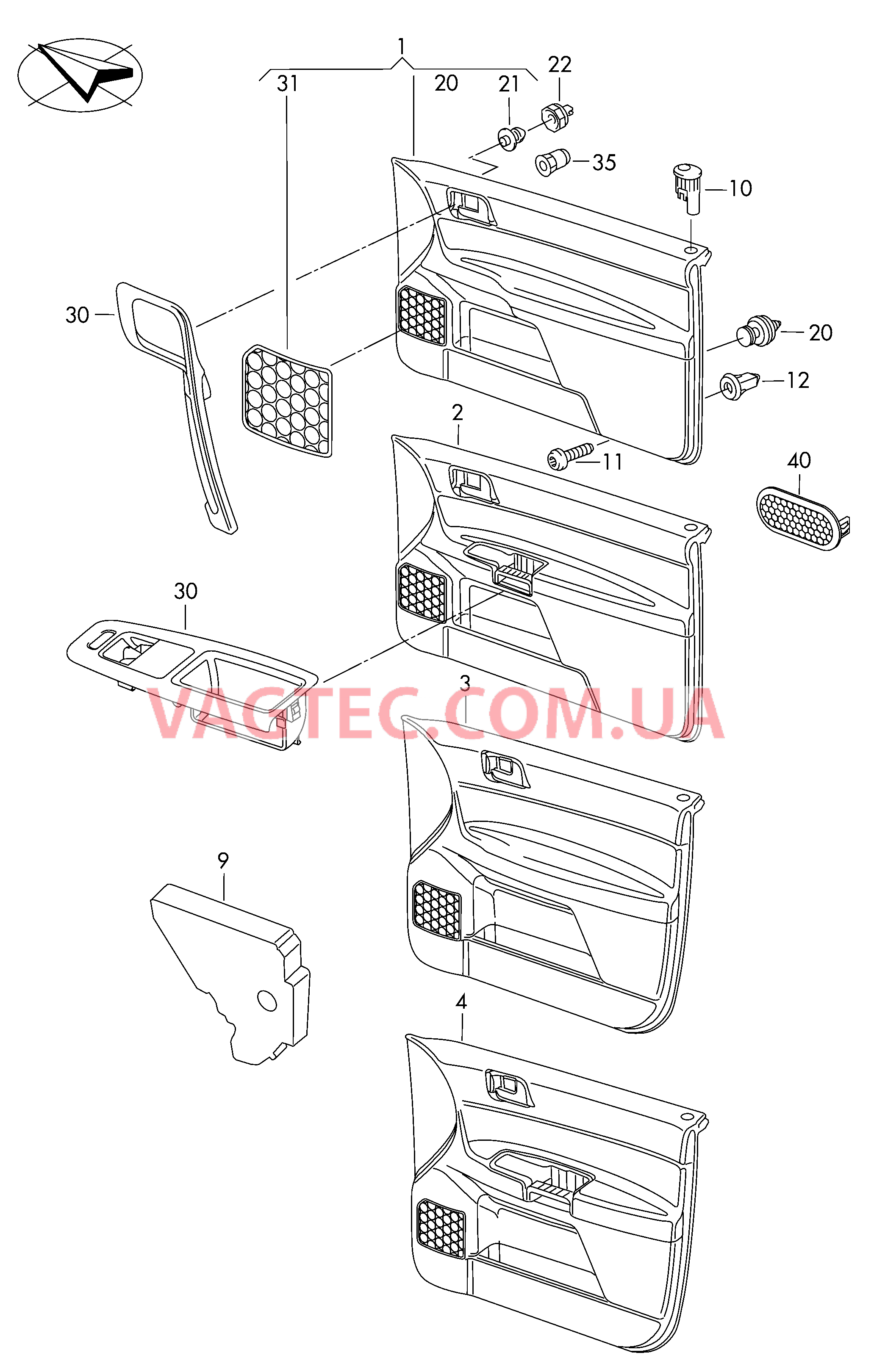 Обивка двери  F 9N-4-025 001>>* для VOLKSWAGEN Polo 2005