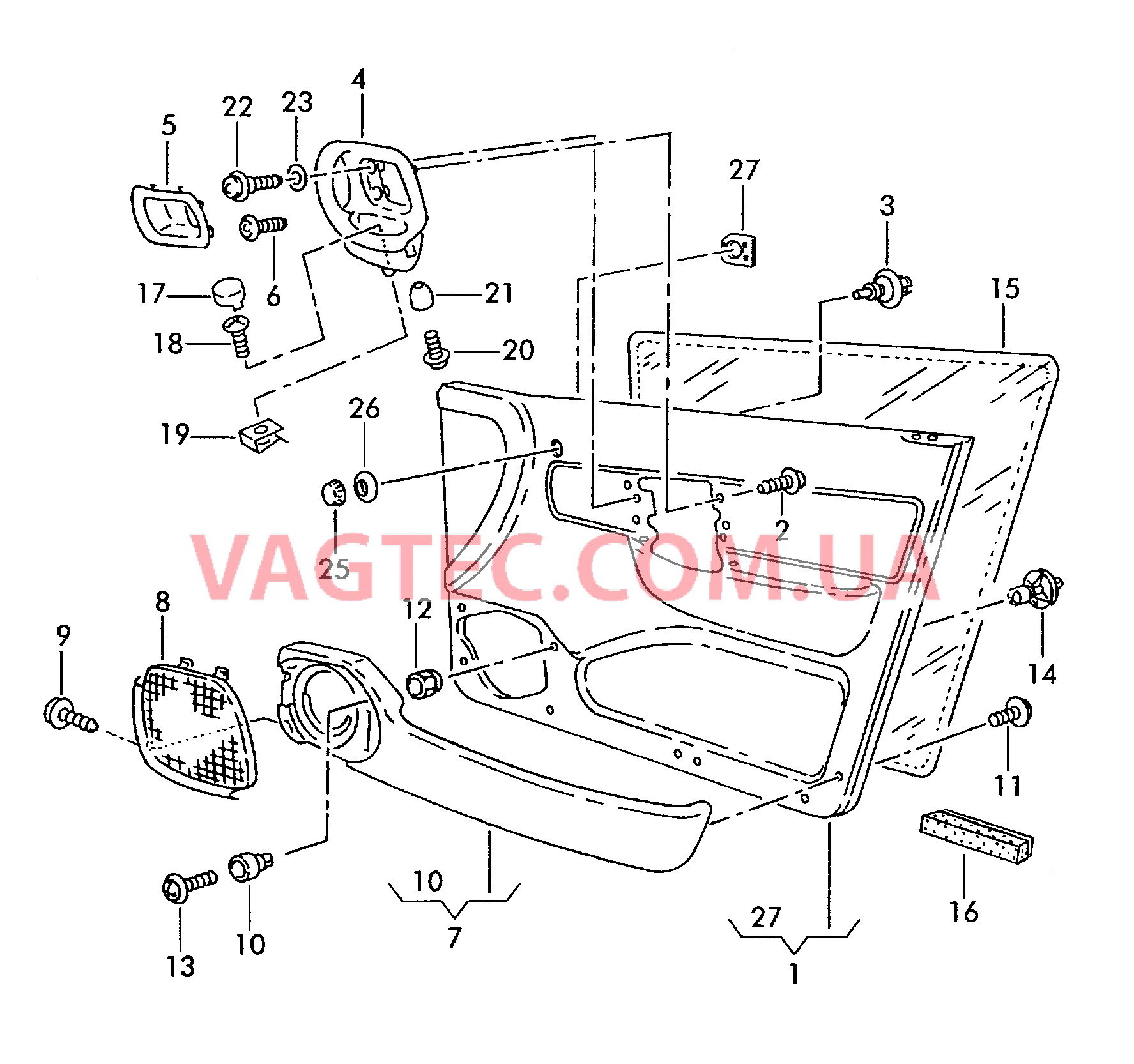 Обшивки дверей  для VOLKSWAGEN Caddy 2000