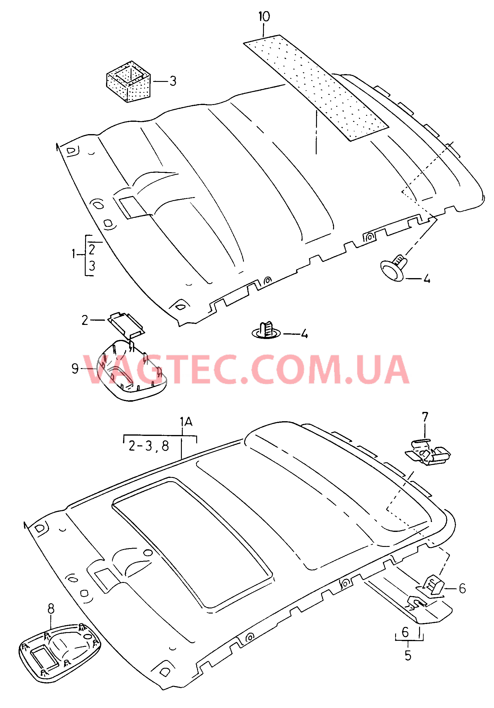 Формованная панель потолка Усилитель Шумоизоляция  для SEAT CO 2002