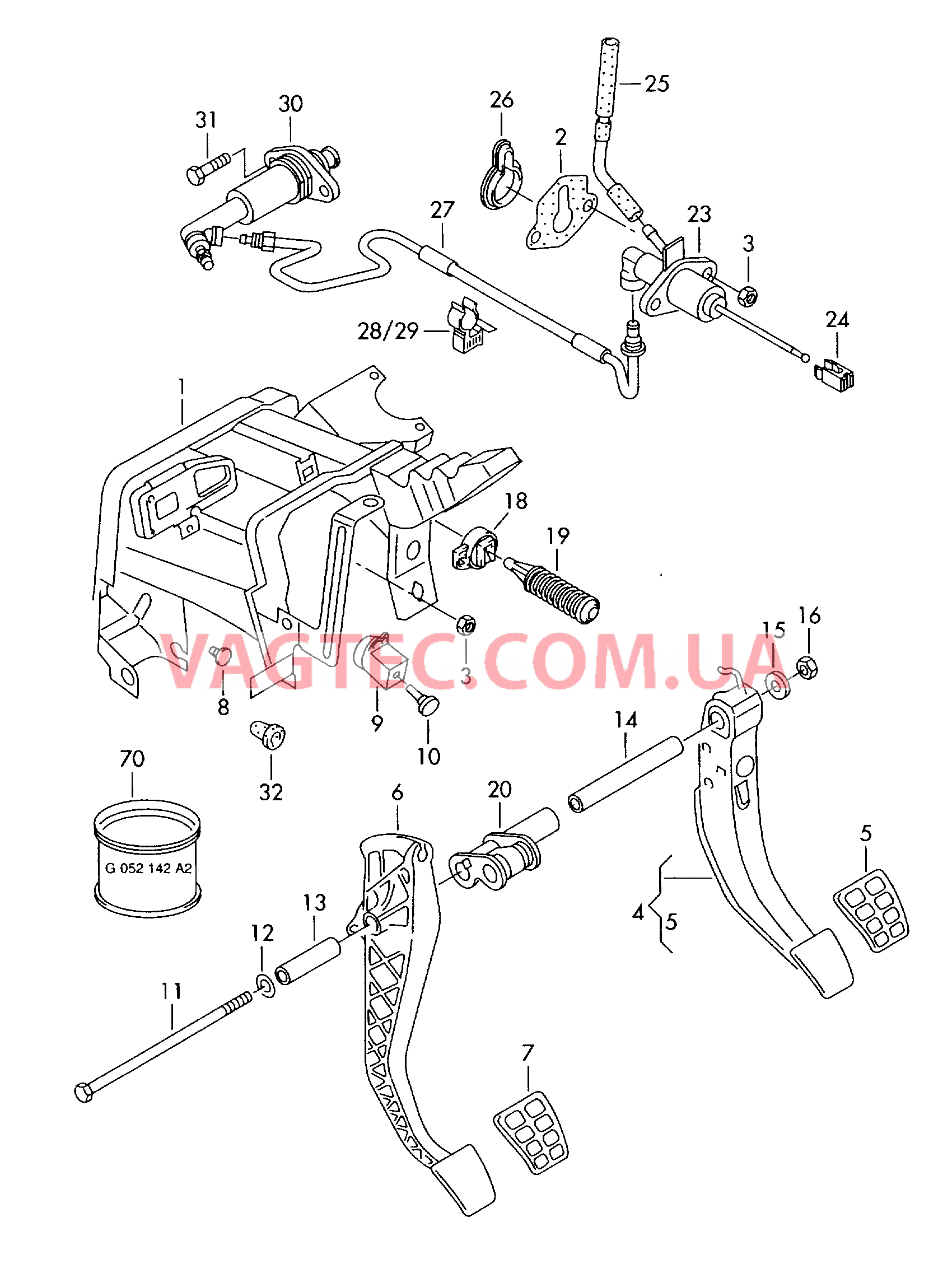 Педальный механизм привода тормозного механизма и сцепления  для VOLKSWAGEN Polo 2000-1