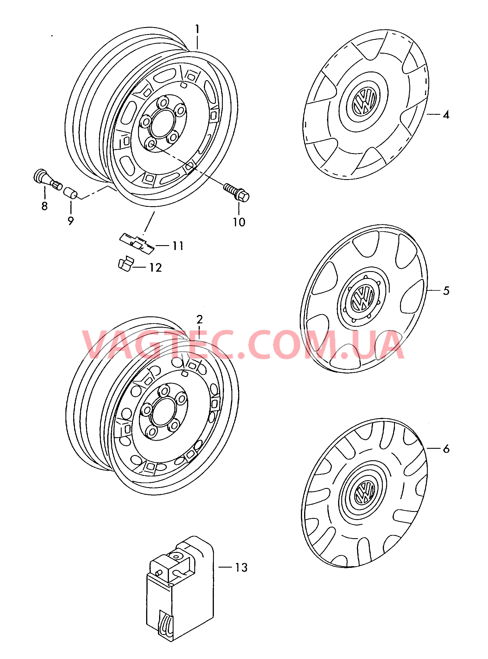 Стальной диск Колёсный колпак  для VOLKSWAGEN Polo 2005-1