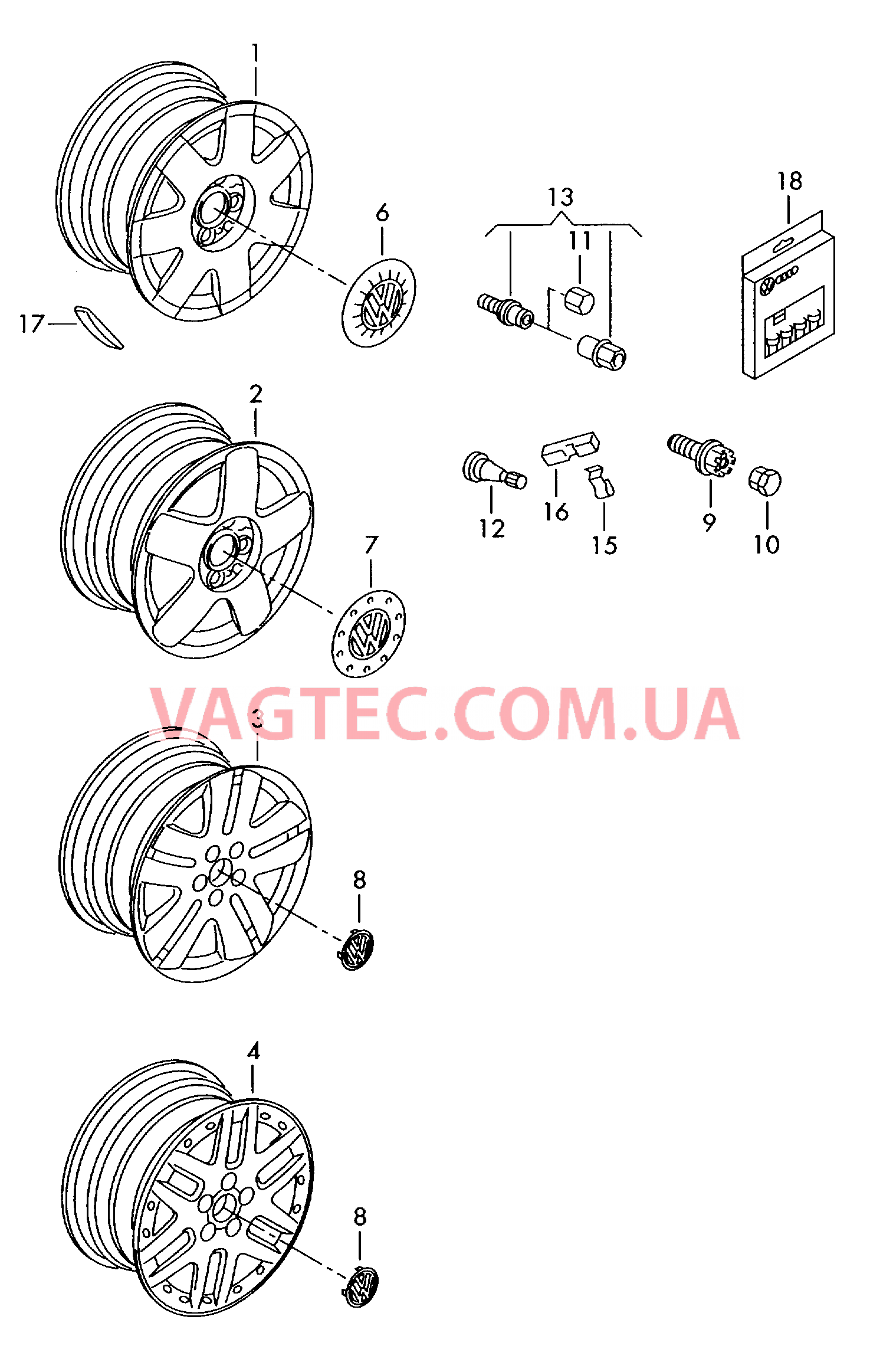 Алюминиевый диск  для VOLKSWAGEN Polo 2002-1