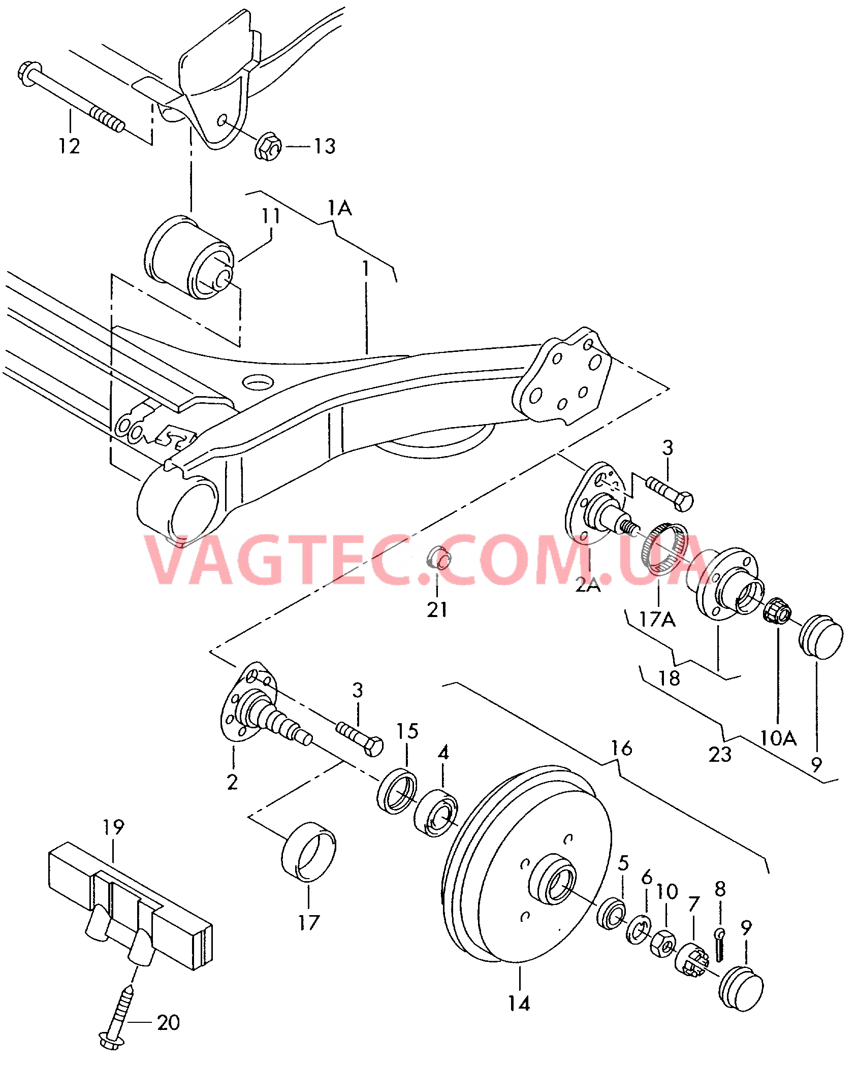 Балка заднего моста с деталями  для SEAT Arosa 2000