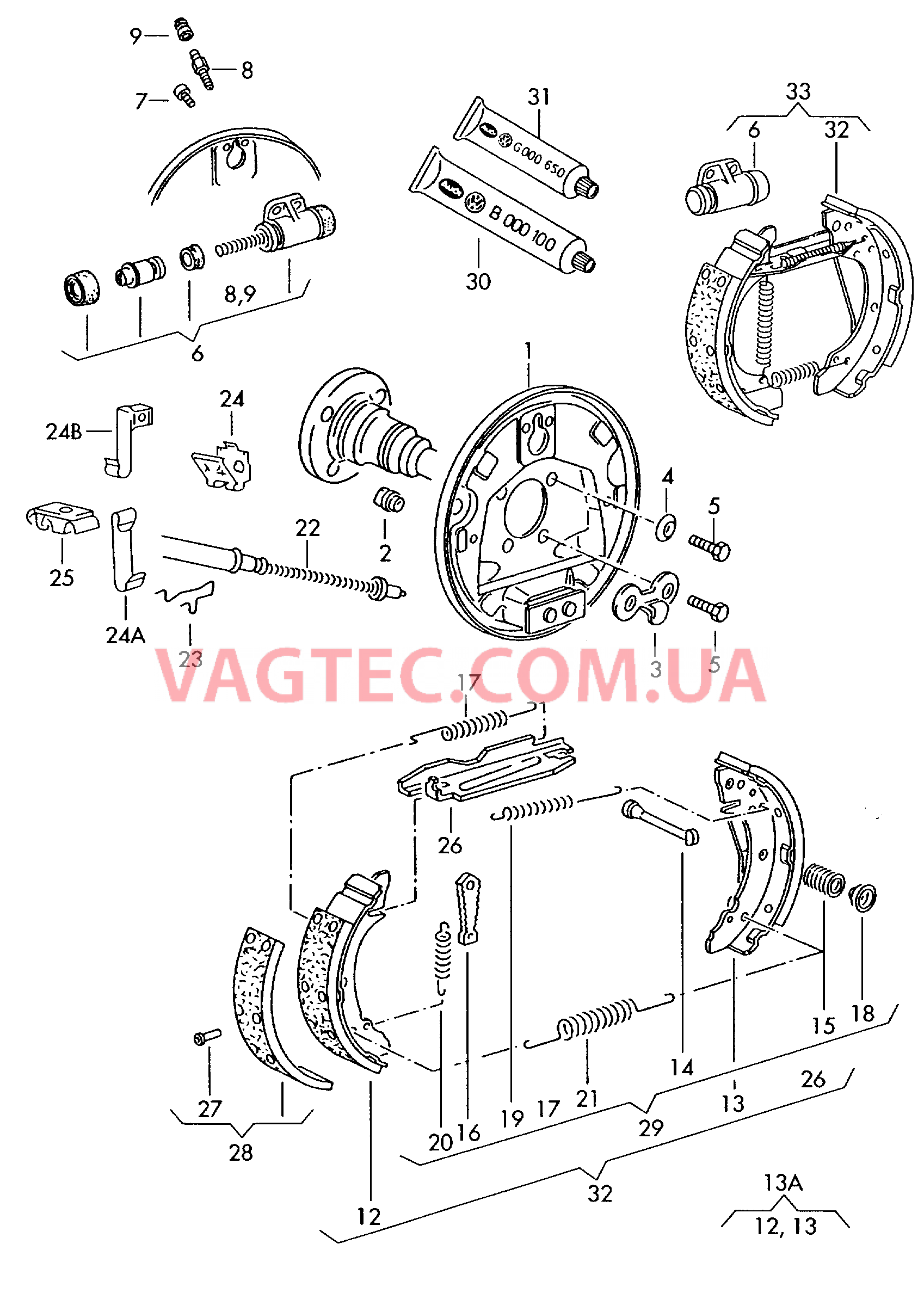 Барабанные тормоза  для VOLKSWAGEN Caddy 2003