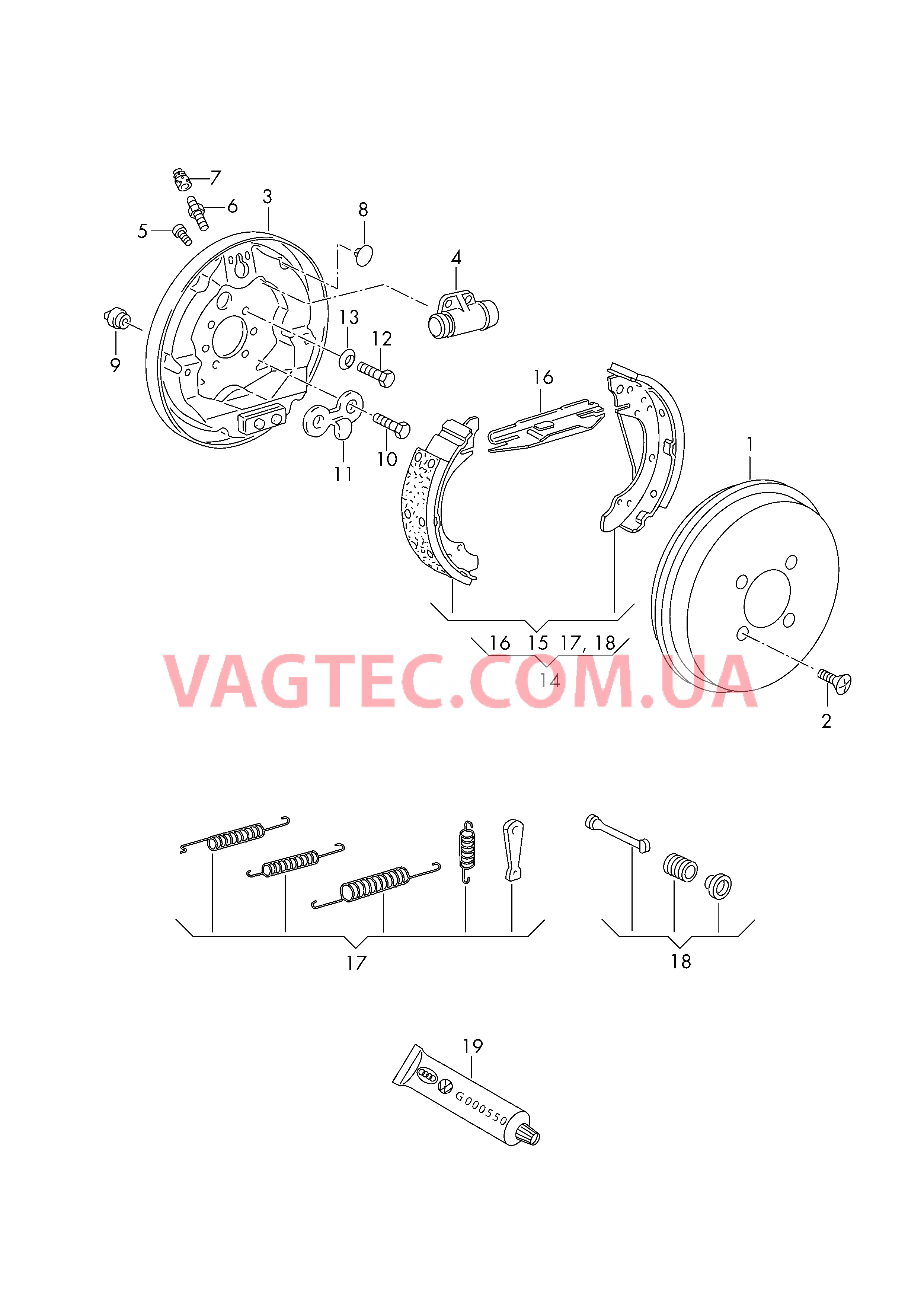 Барабанные тормоза для а/м с антиблокировочной системой тормозов-ABS- для VW РOLO   для VOLKSWAGEN Polo 2000