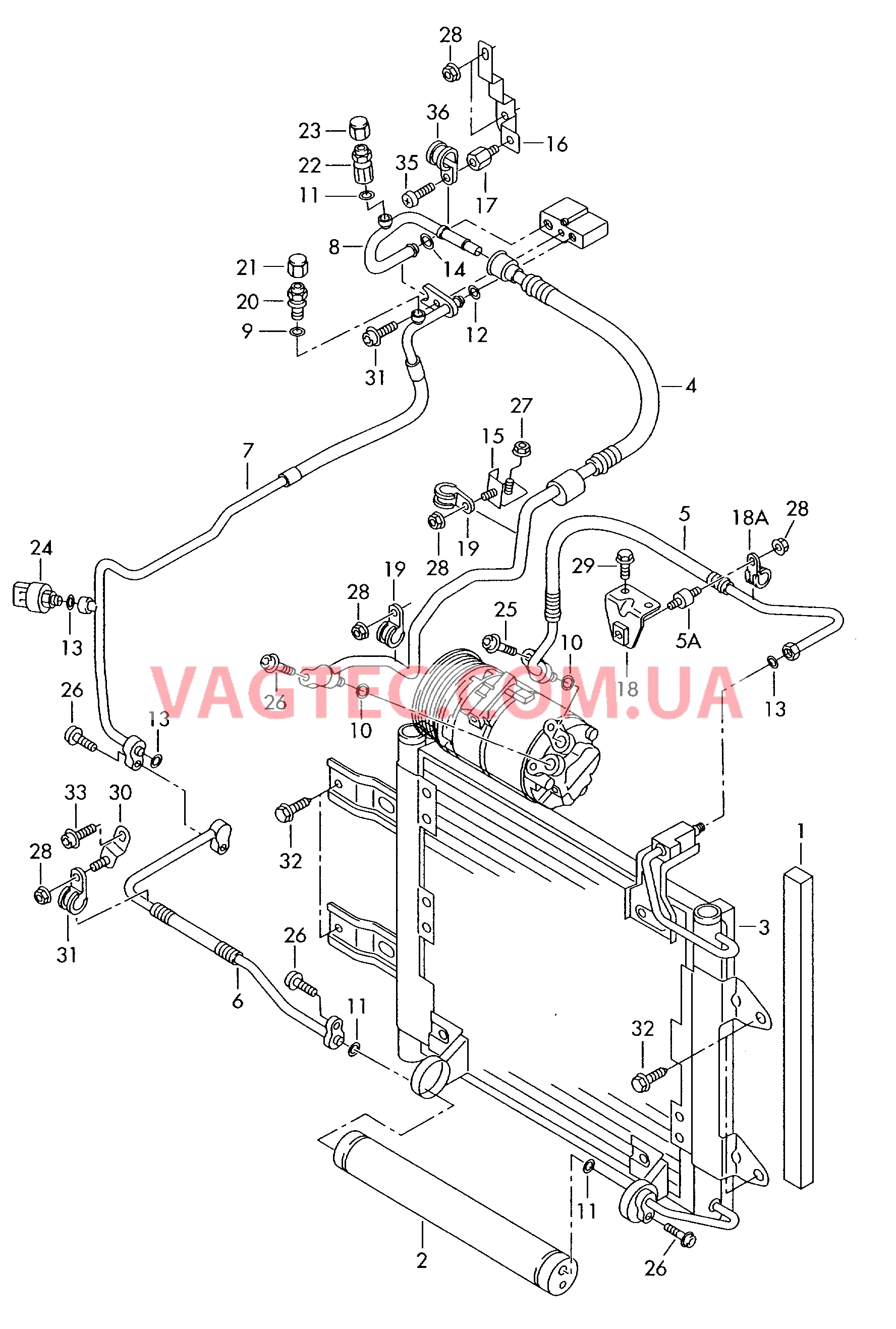 Конденсатор климат.установки Бачок жидкости с соединительными деталями  для SEAT Arosa 2000